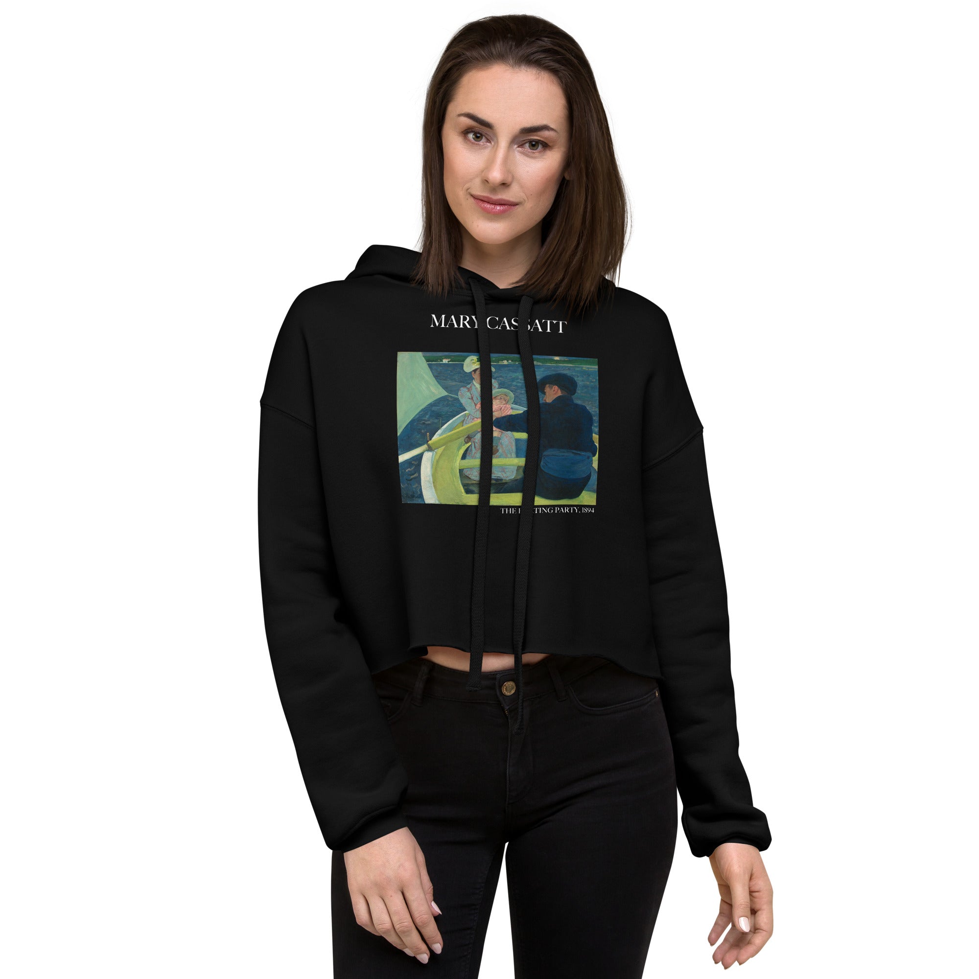 Mary Cassatt 'The Boating Party' Famous Painting Cropped Hoodie | Premium Art Cropped Hoodie