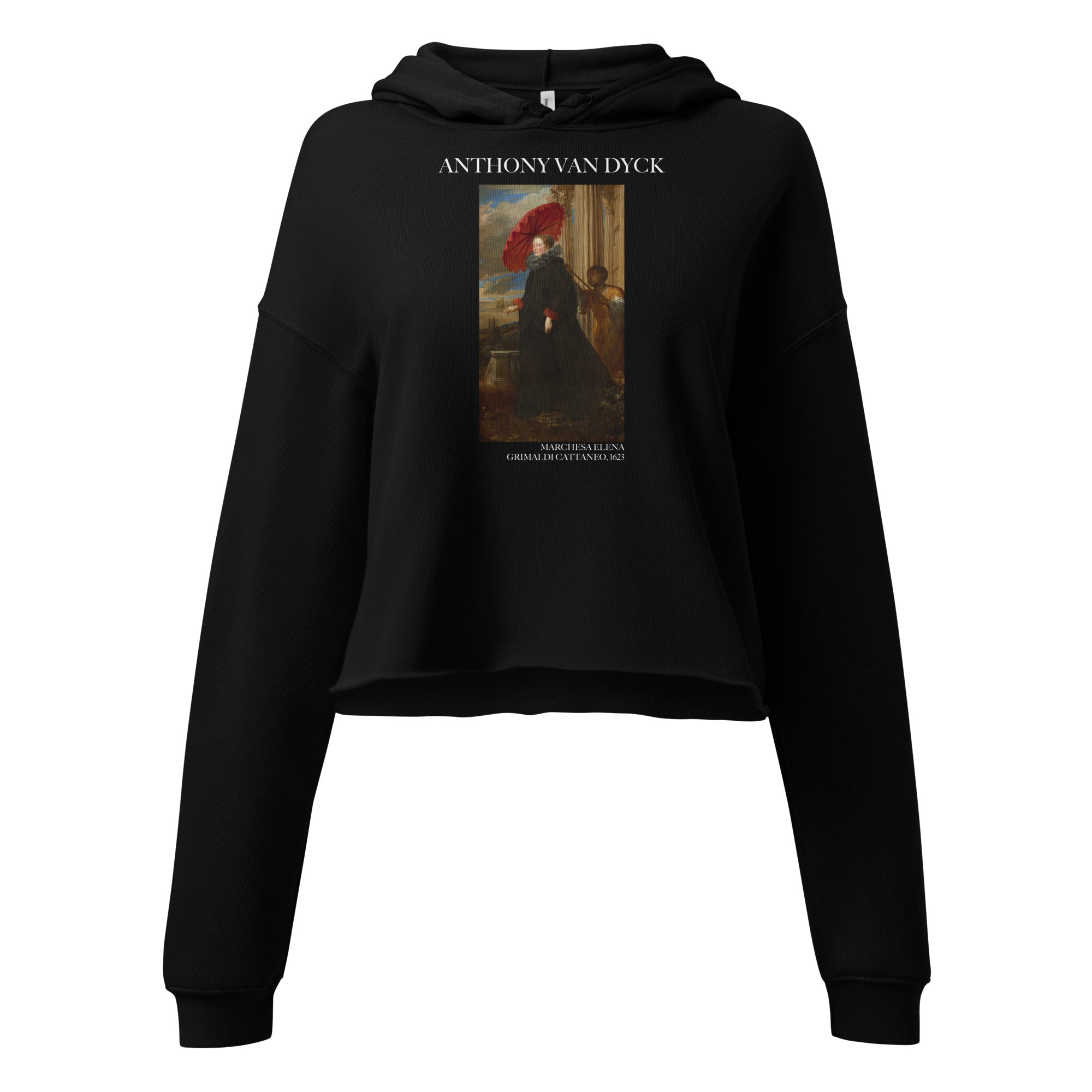 Sir Anthony van Dyck 'Marchesa Elena Grimaldi Cattaneo' Famous Painting Cropped Hoodie | Premium Art Cropped Hoodie