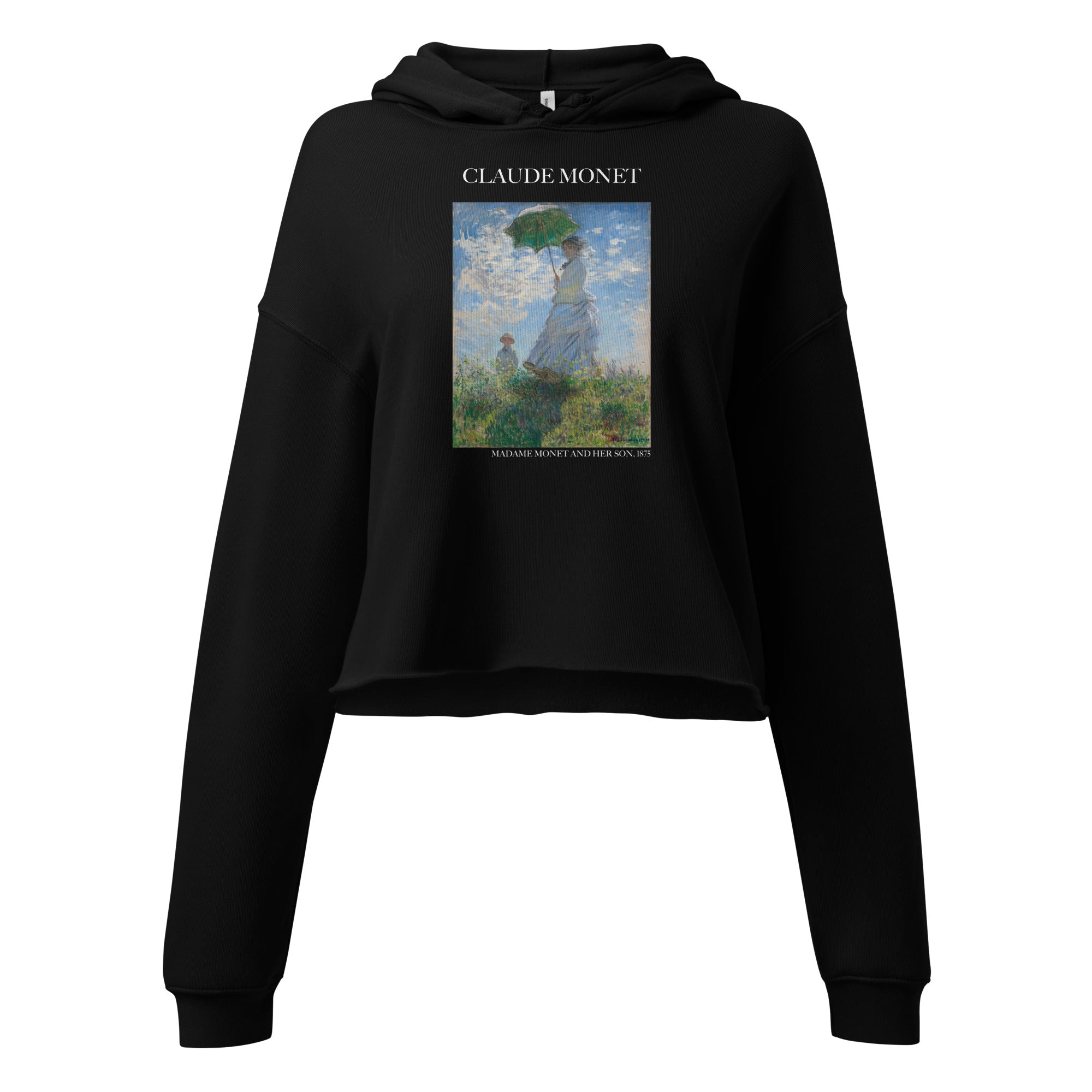 Claude Monet 'Madame Monet and Her Son' Famous Painting Cropped Hoodie | Premium Art Cropped Hoodie