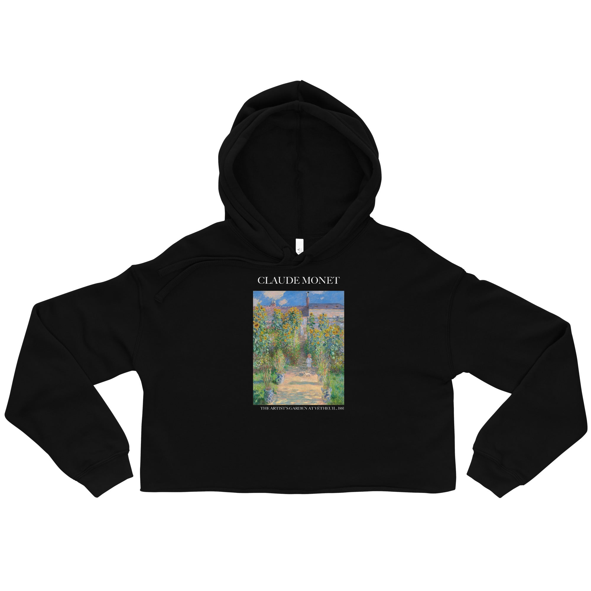 Claude Monet 'The Artist's Garden at Vétheuil' Famous Painting Cropped Hoodie | Premium Art Cropped Hoodie
