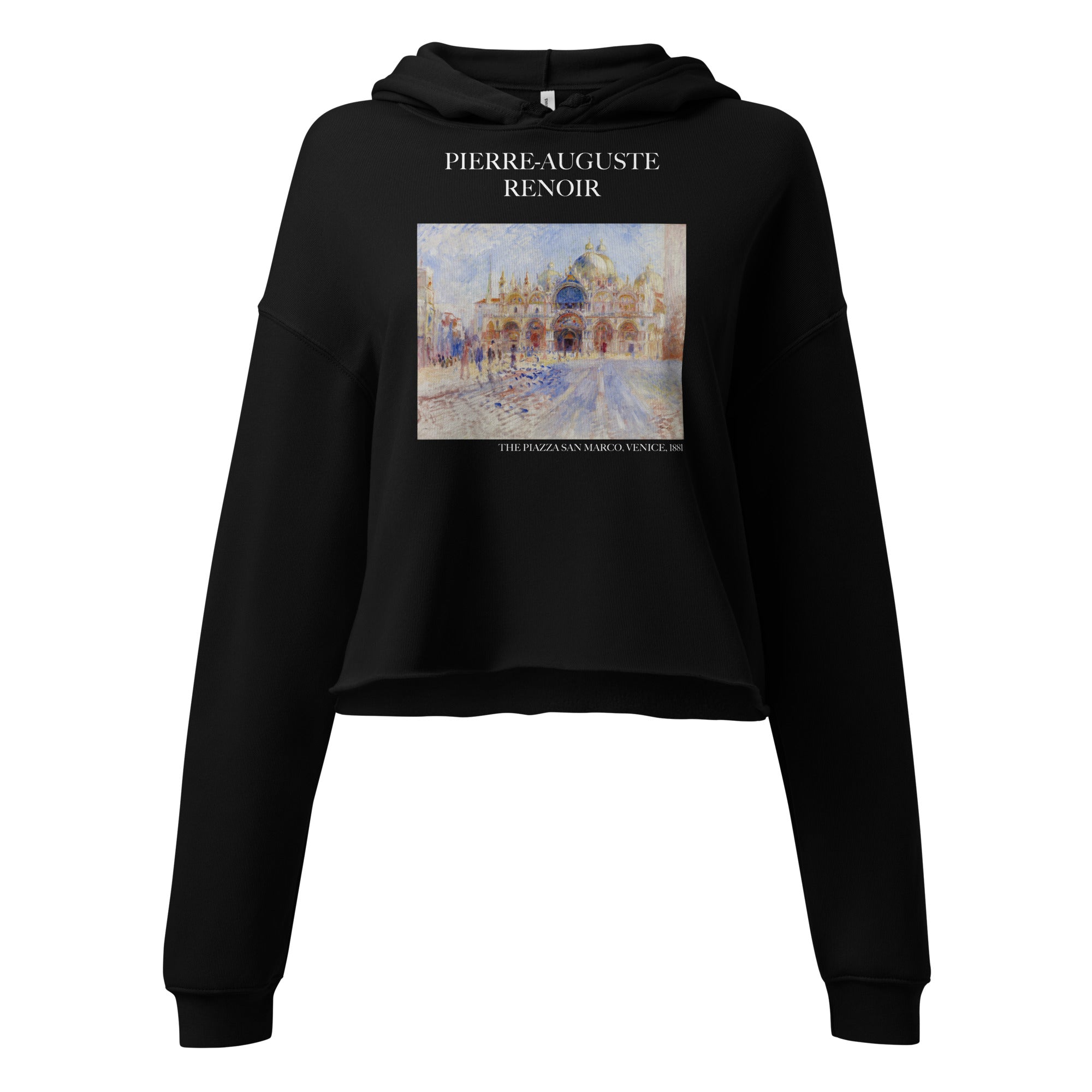 Pierre-Auguste Renoir 'The Piazza San Marco, Venice' Famous Painting Cropped Hoodie | Premium Art Cropped Hoodie