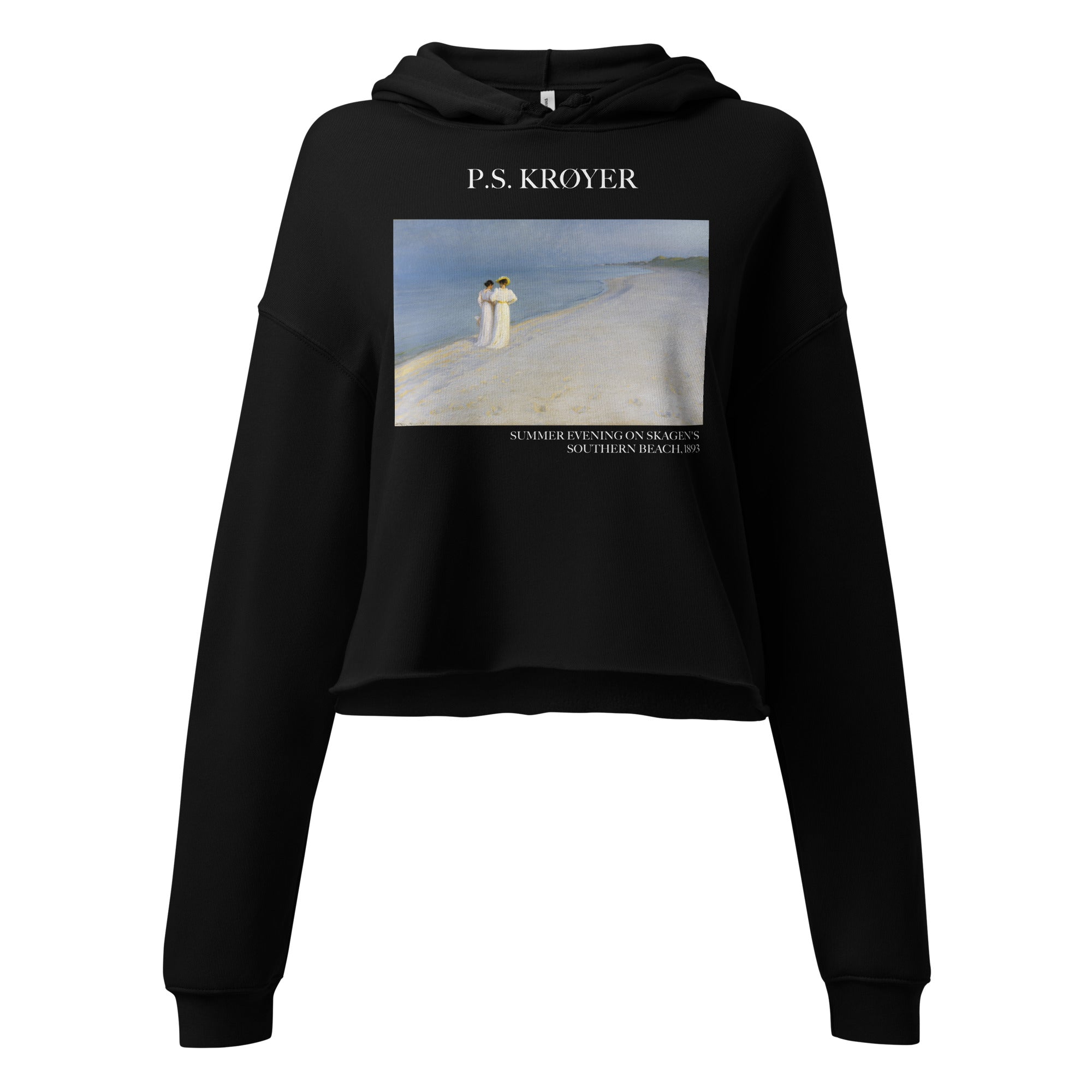 P.S. Krøyer 'Summer Evening on Skagen's Southern Beach' Famous Painting Cropped Hoodie | Premium Art Cropped Hoodie