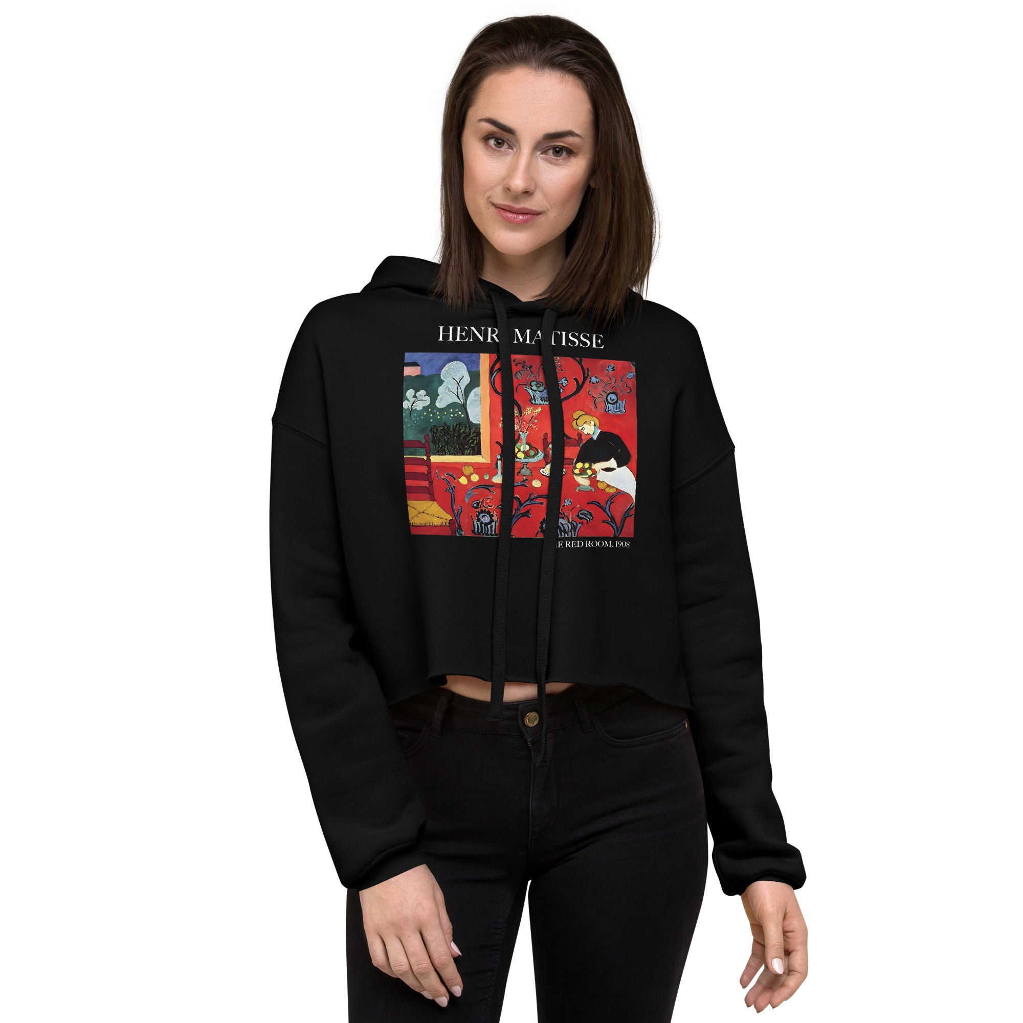 Henri Matisse 'The Red Room' Famous Painting Cropped Hoodie | Premium Art Cropped Hoodie