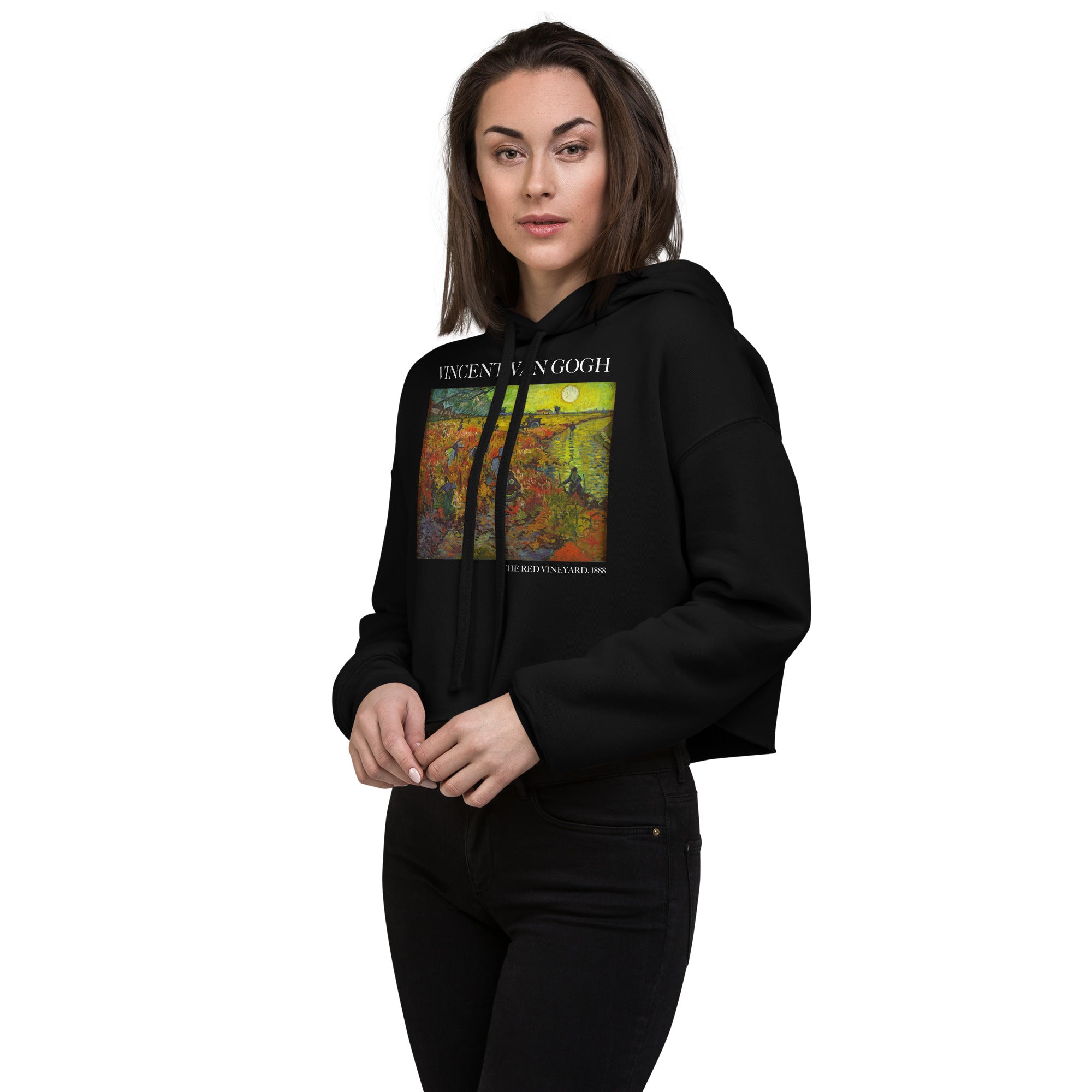 Vincent van Gogh 'The Red Vineyard' Famous Painting Cropped Hoodie | Premium Art Cropped Hoodie