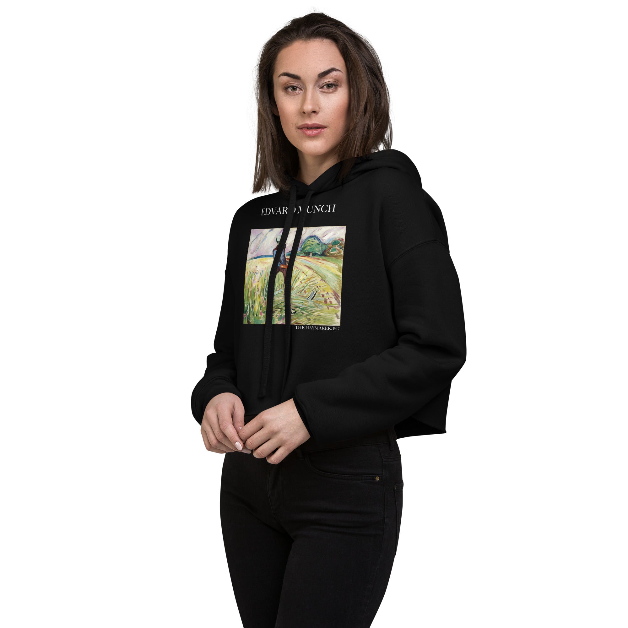 Edvard Munch 'The Haymaker' Famous Painting Cropped Hoodie | Premium Art Cropped Hoodie
