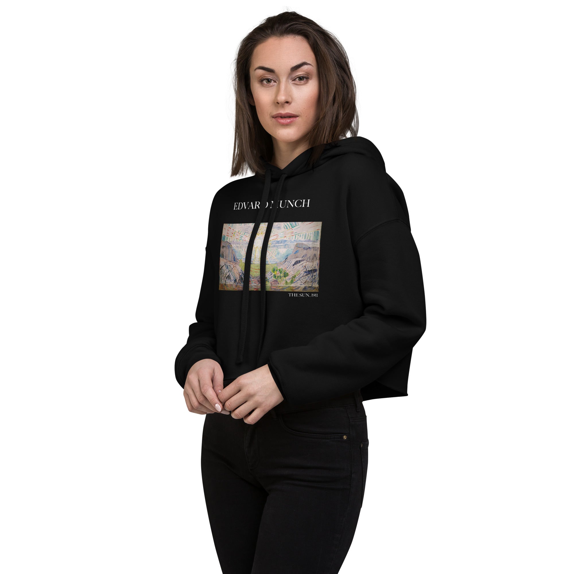 Edvard Munch 'The Sun' Famous Painting Cropped Hoodie | Premium Art Cropped Hoodie