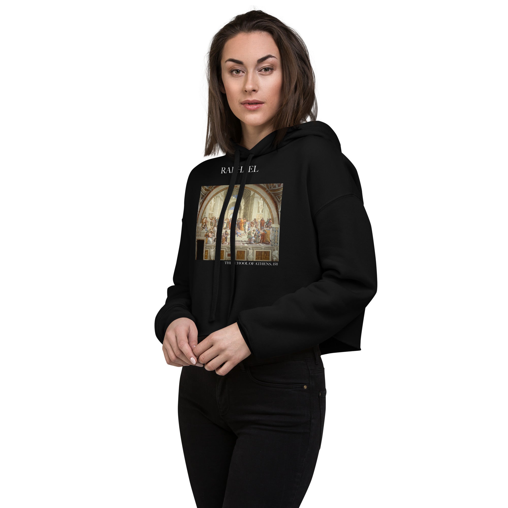 Kurzer Hoodie mit berühmtem Gemälde „Die Schule von Athen“ von Raphael | Kurzer Hoodie mit Premium-Kunstmotiv