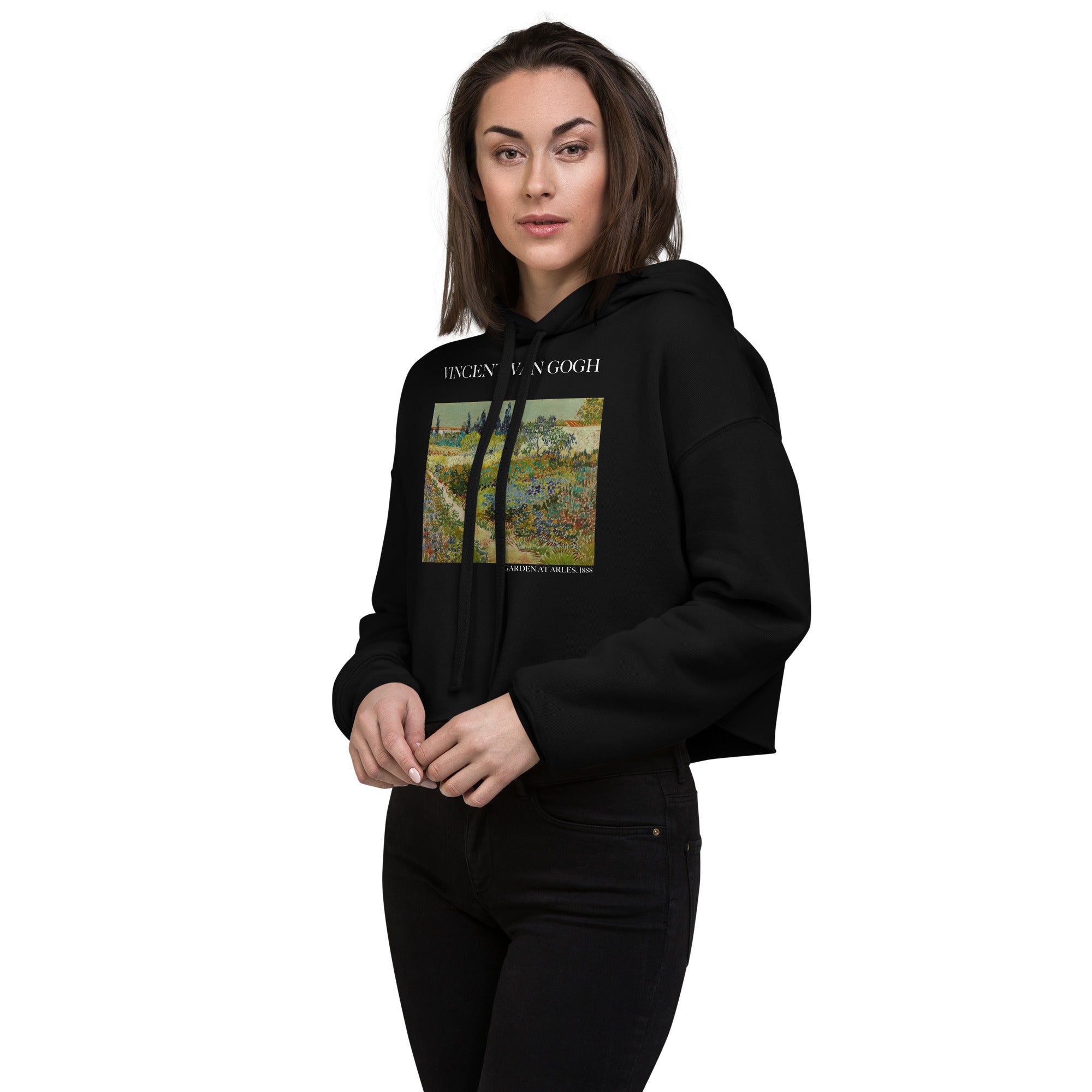 Vincent van Gogh 'Garden at Arles' Famous Painting Cropped Hoodie | Premium Art Cropped Hoodie