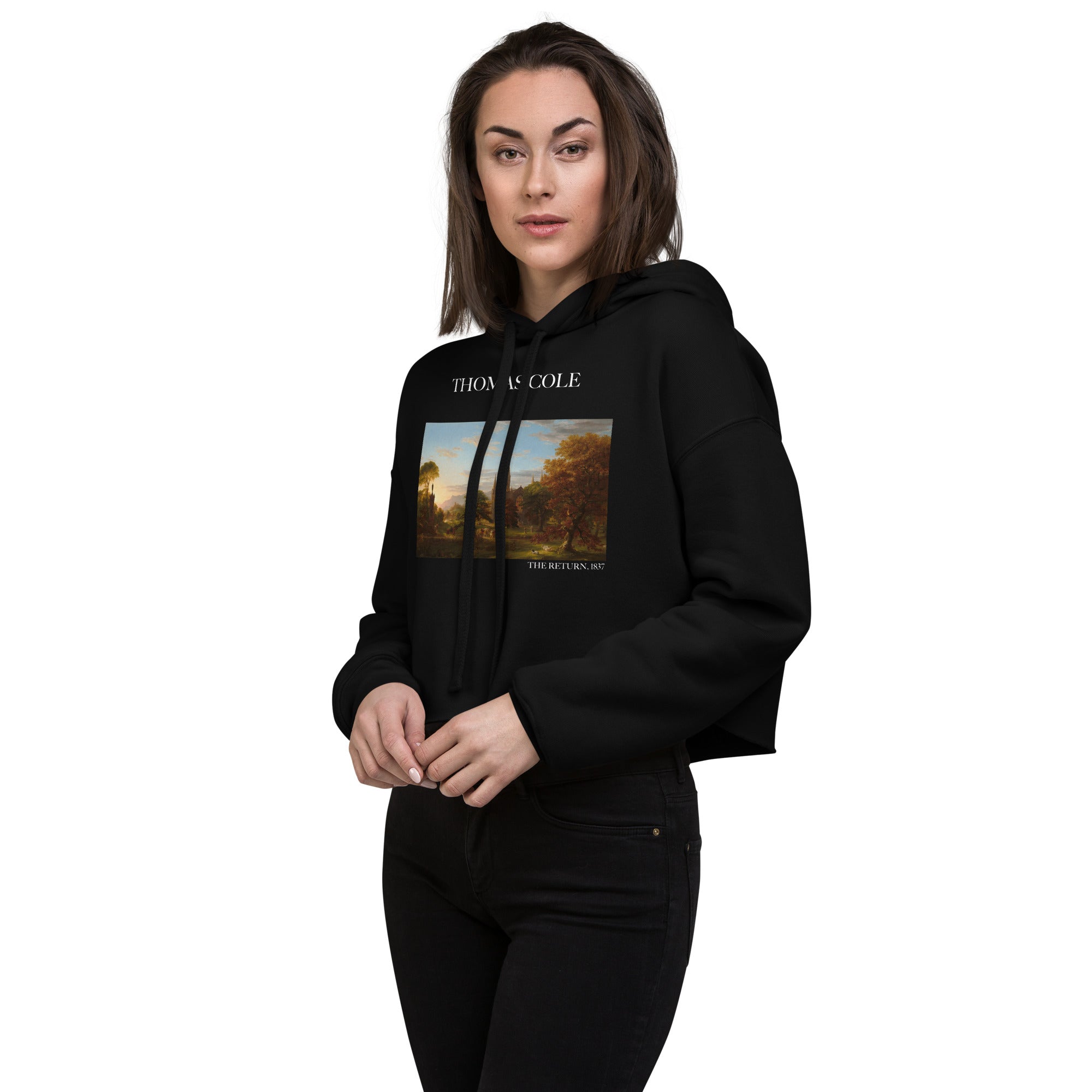 Thomas Cole 'The Return' Famous Painting Cropped Hoodie | Premium Art Cropped Hoodie