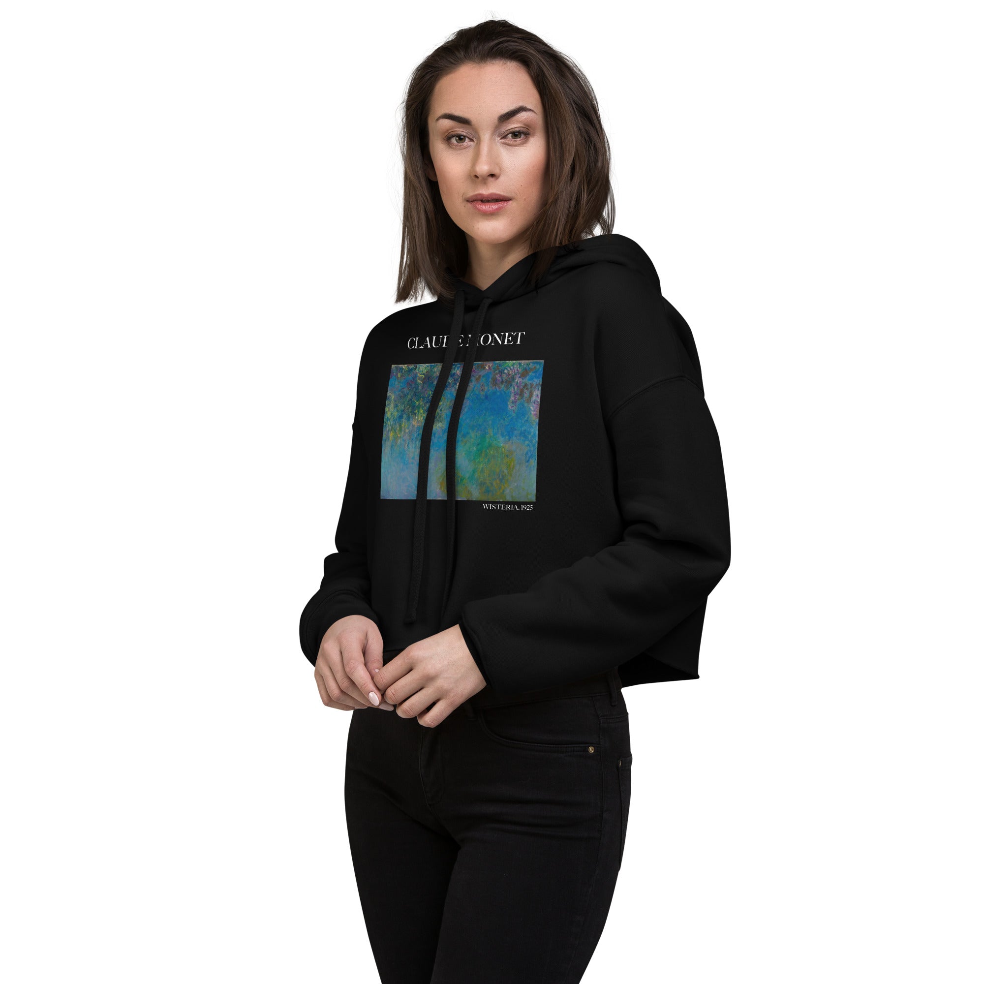 Claude Monet 'Wisteria' Famous Painting Cropped Hoodie | Premium Art Cropped Hoodie