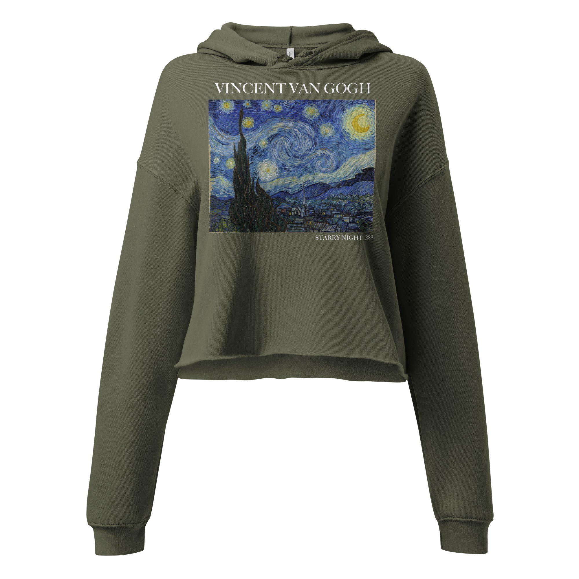 Kurzer Hoodie „Sternennacht“ von Vincent van Gogh, berühmtes Gemälde | Kurzer Hoodie mit Premium-Kunstmotiv