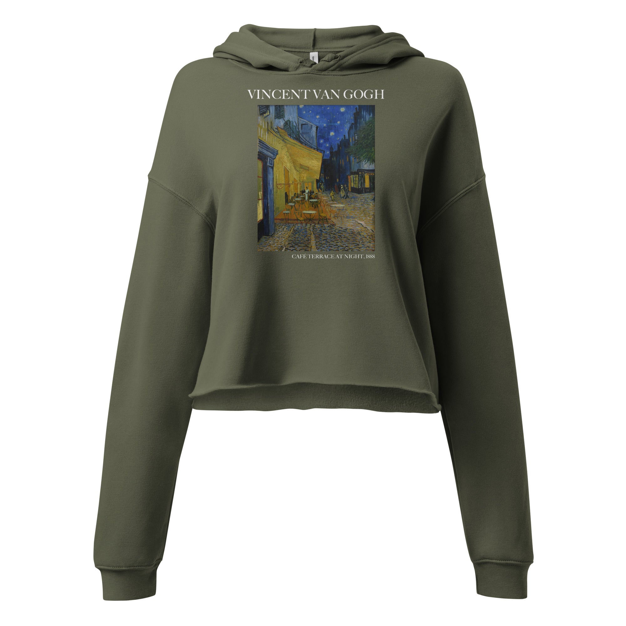 Vincent van Gogh 'Café Terrace at Night' Famous Painting Cropped Hoodie | Premium Art Cropped Hoodie