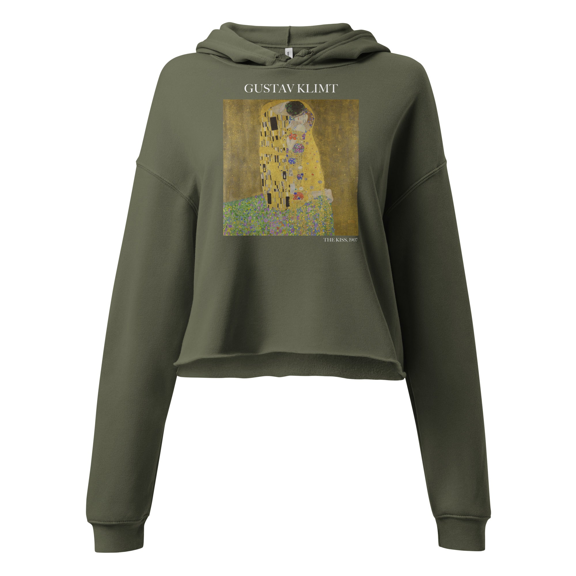 Gustav Klimt 'The Kiss' Famous Painting Cropped Hoodie | Premium Art Cropped Hoodie