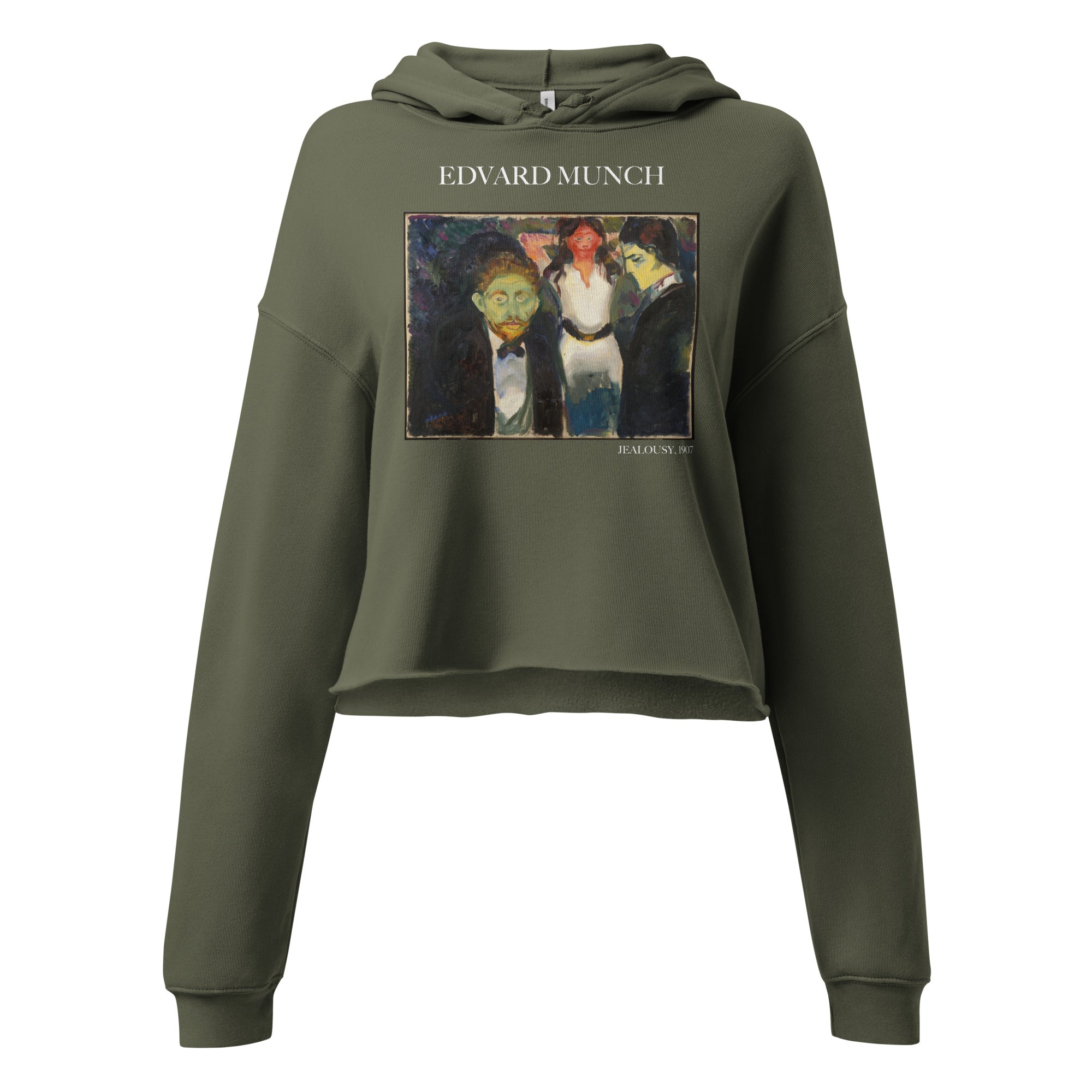 Edvard Munch 'Jealousy' Famous Painting Cropped Hoodie | Premium Art Cropped Hoodie