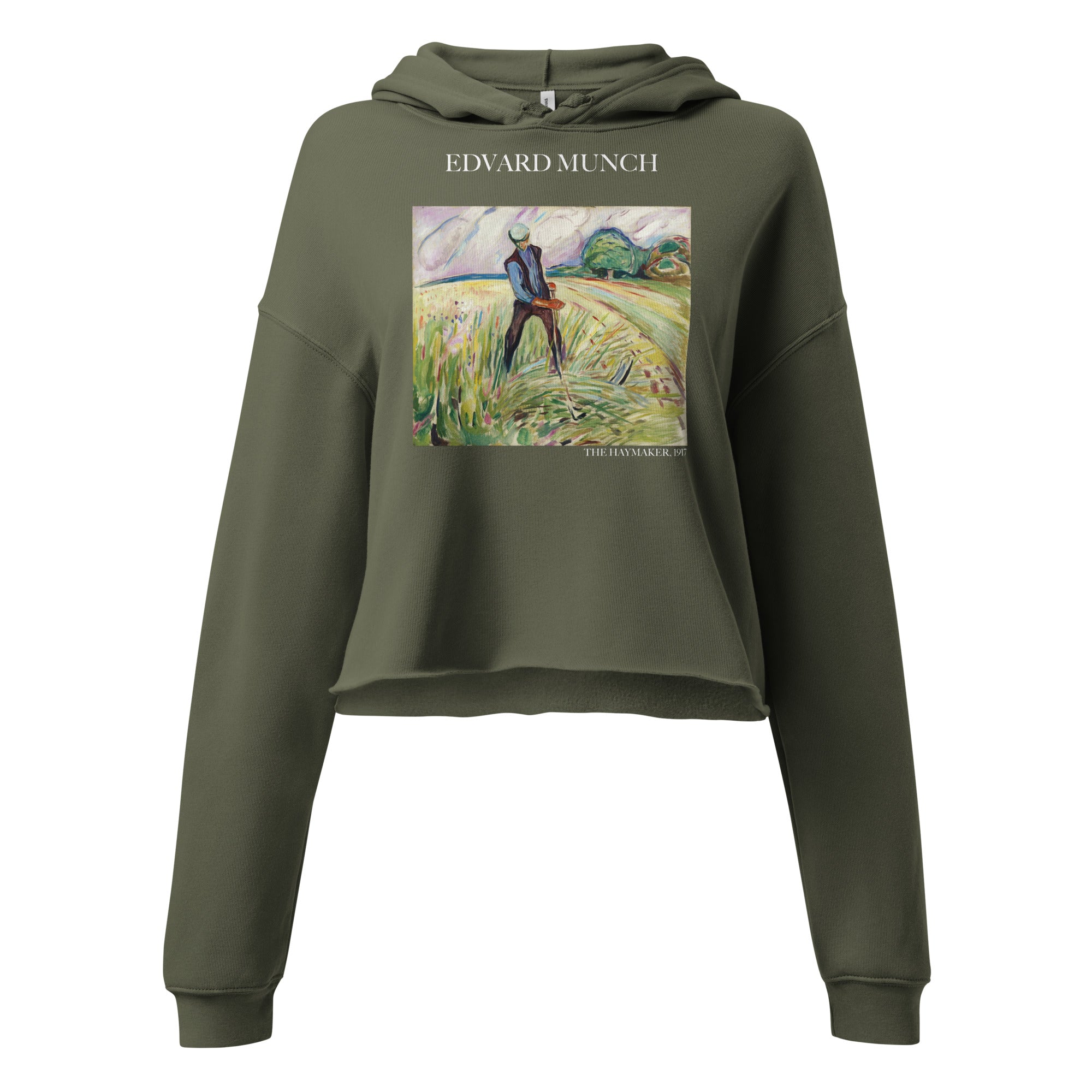 Kurzer Hoodie „Der Heumacher“ von Edvard Munch, berühmtes Gemälde | Kurzer Hoodie mit Premium-Kunstmotiv