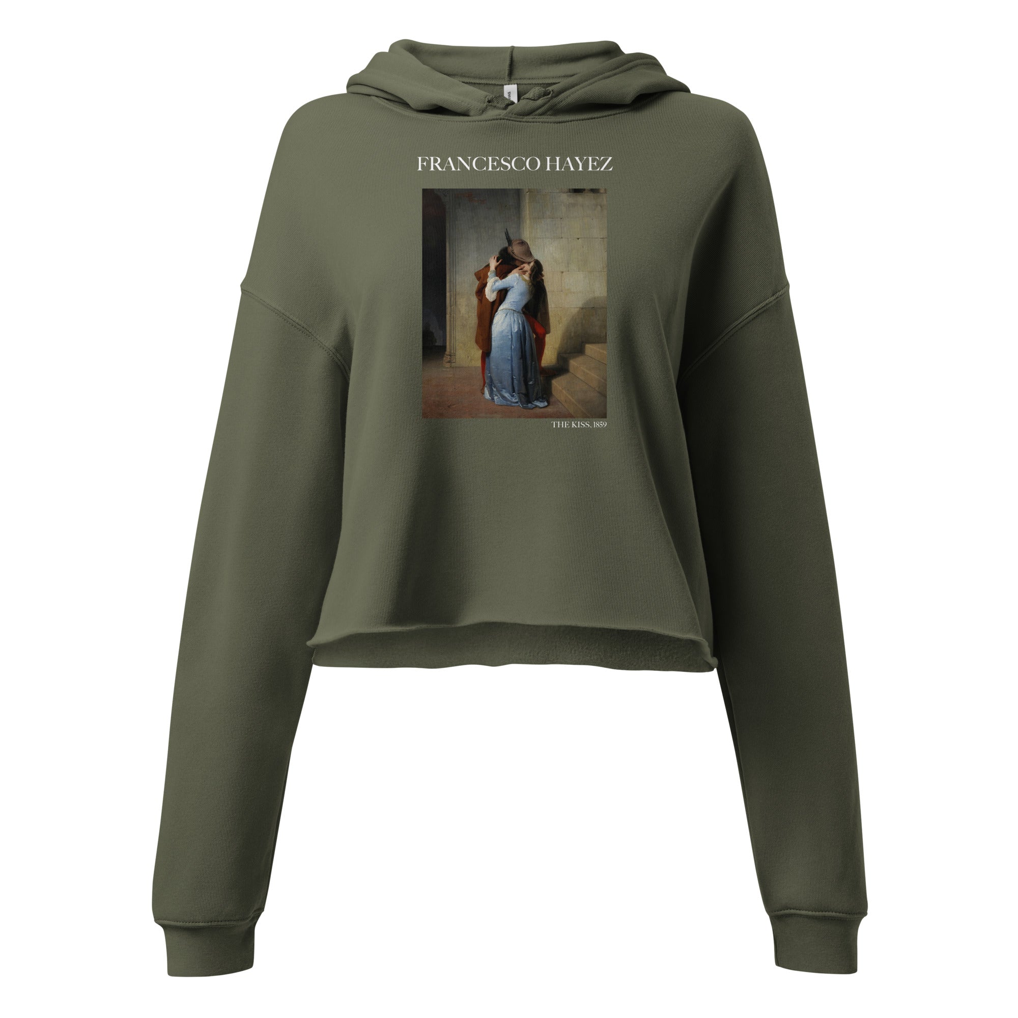 Francesco Hayez 'The Kiss' Famous Painting Cropped Hoodie | Premium Art Cropped Hoodie