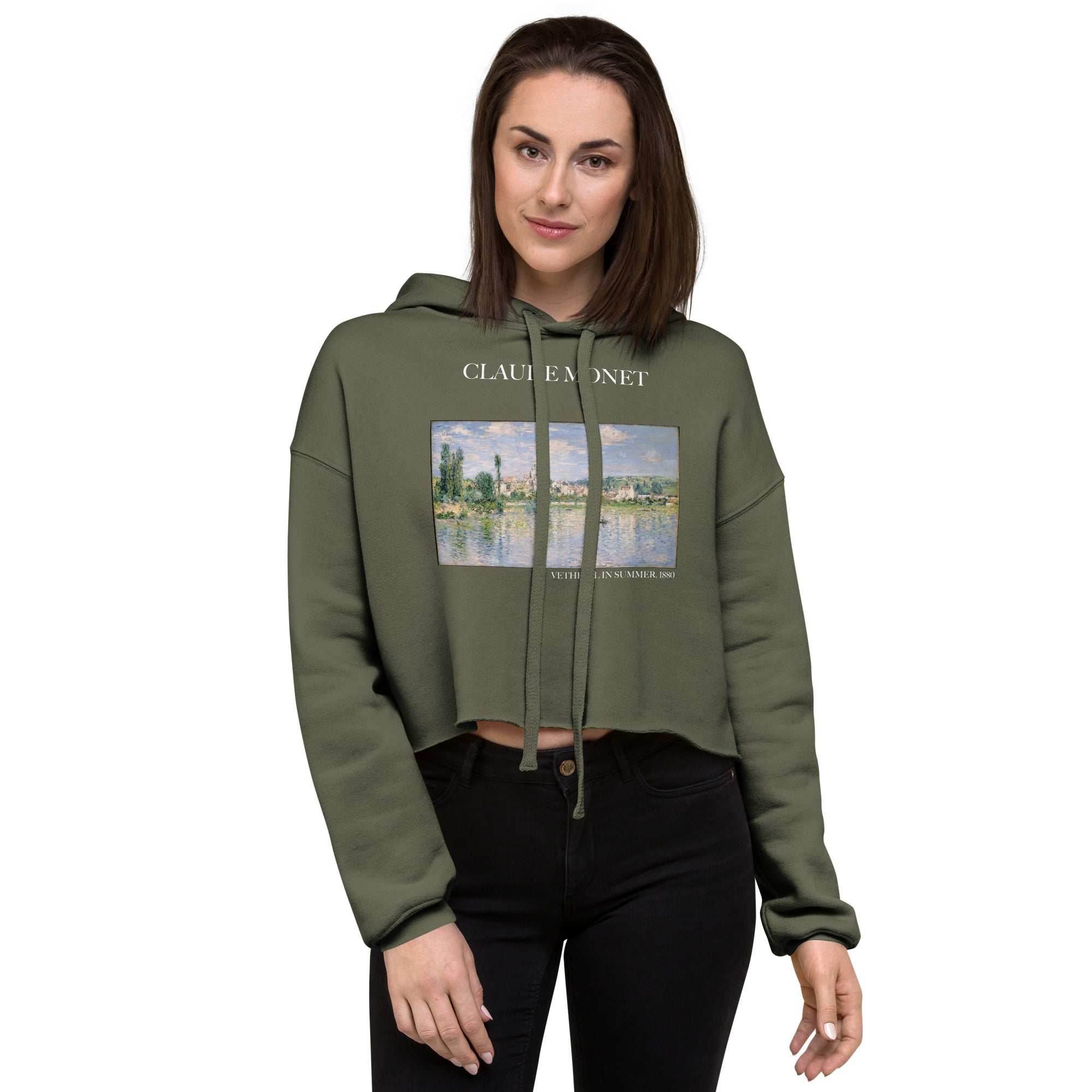 Claude Monet 'Vetheuil in Summer' Famous Painting Cropped Hoodie | Premium Art Cropped Hoodie