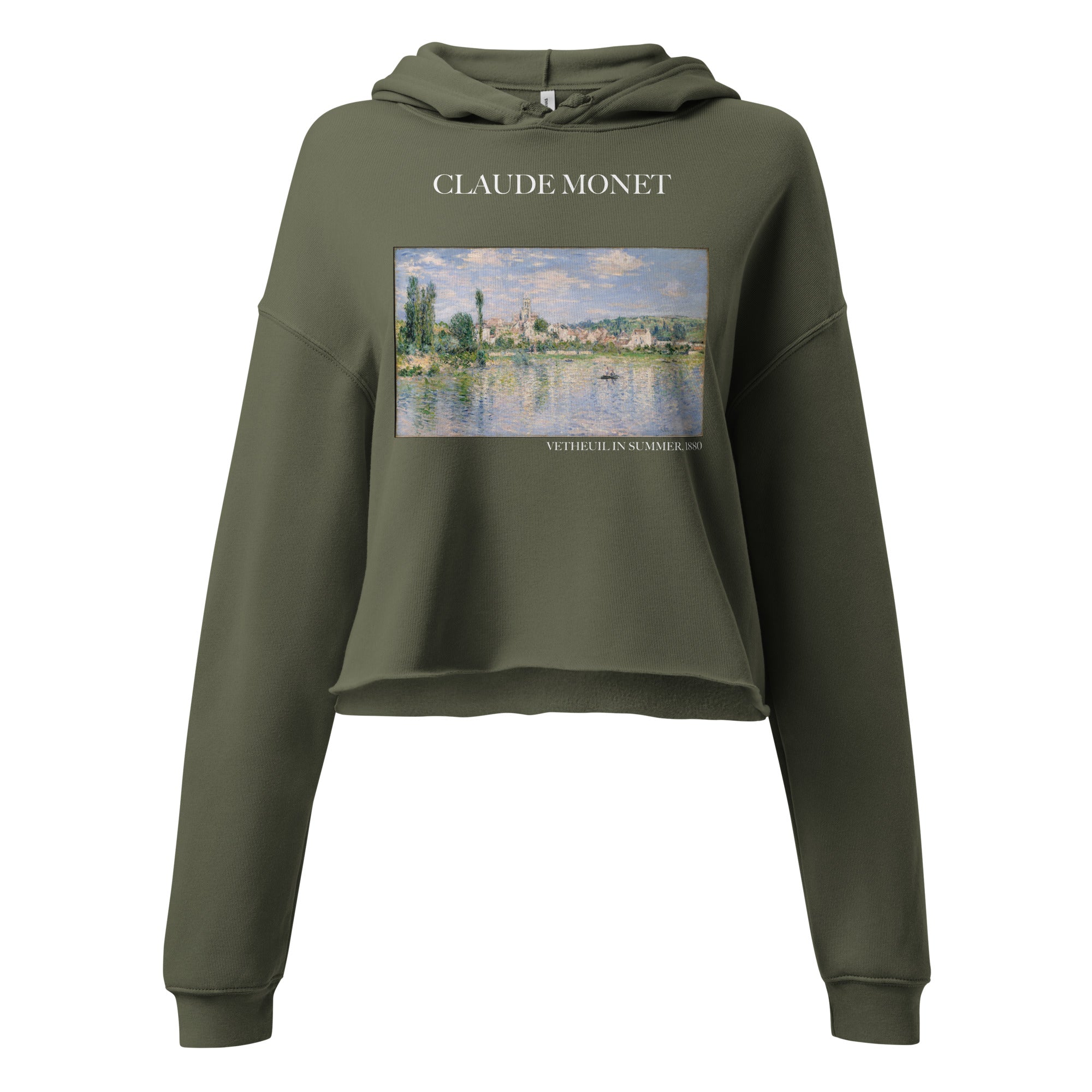 Claude Monet 'Vetheuil in Summer' Famous Painting Cropped Hoodie | Premium Art Cropped Hoodie