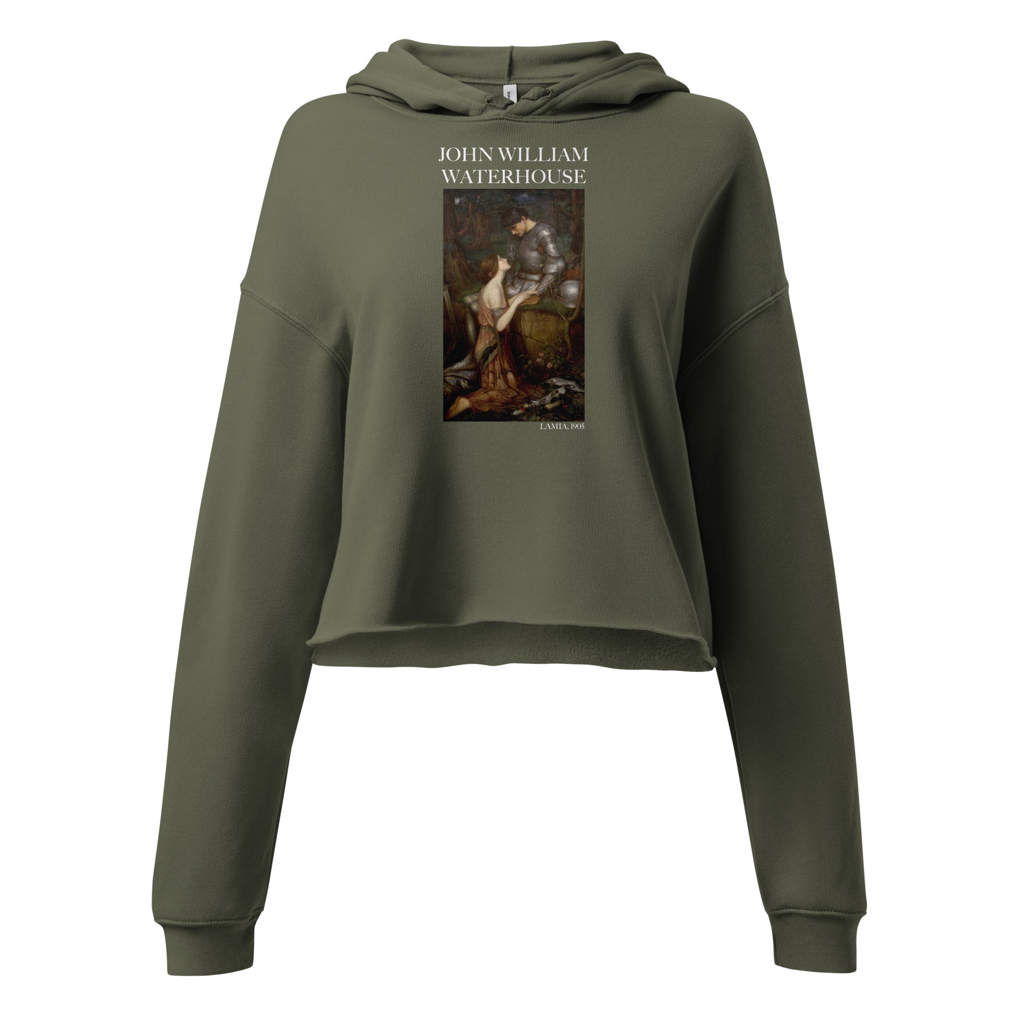 Kurzer Hoodie „Lamia“ von John William Waterhouse, berühmtes Gemälde | Kurzer Hoodie mit Premium-Kunstmotiv