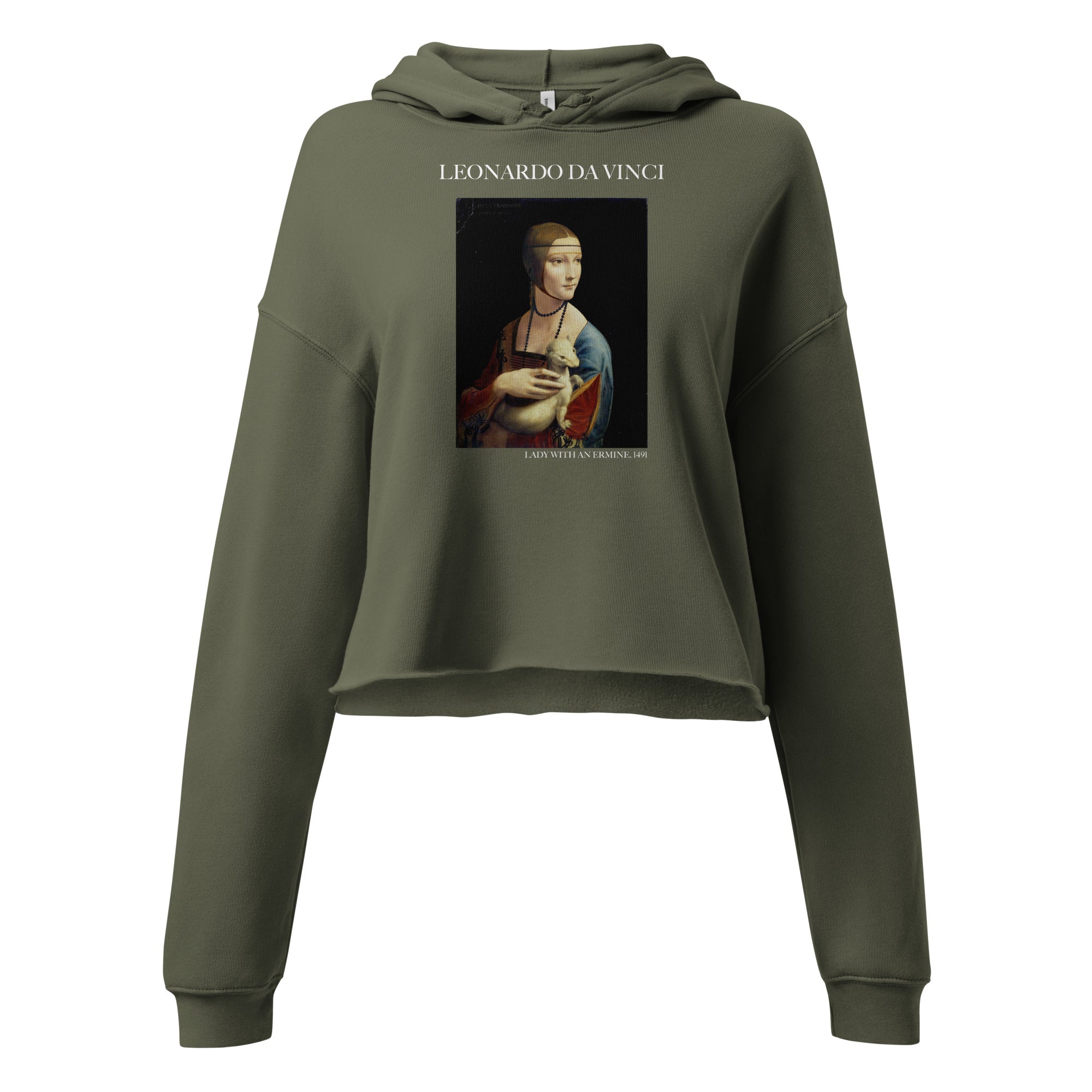 Leonardo da Vinci 'Lady with an Ermine' Famous Painting Cropped Hoodie | Premium Art Cropped Hoodie