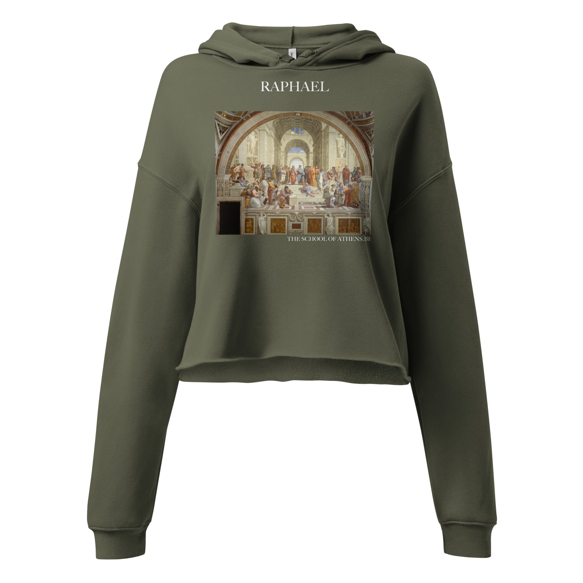 Kurzer Hoodie mit berühmtem Gemälde „Die Schule von Athen“ von Raphael | Kurzer Hoodie mit Premium-Kunstmotiv