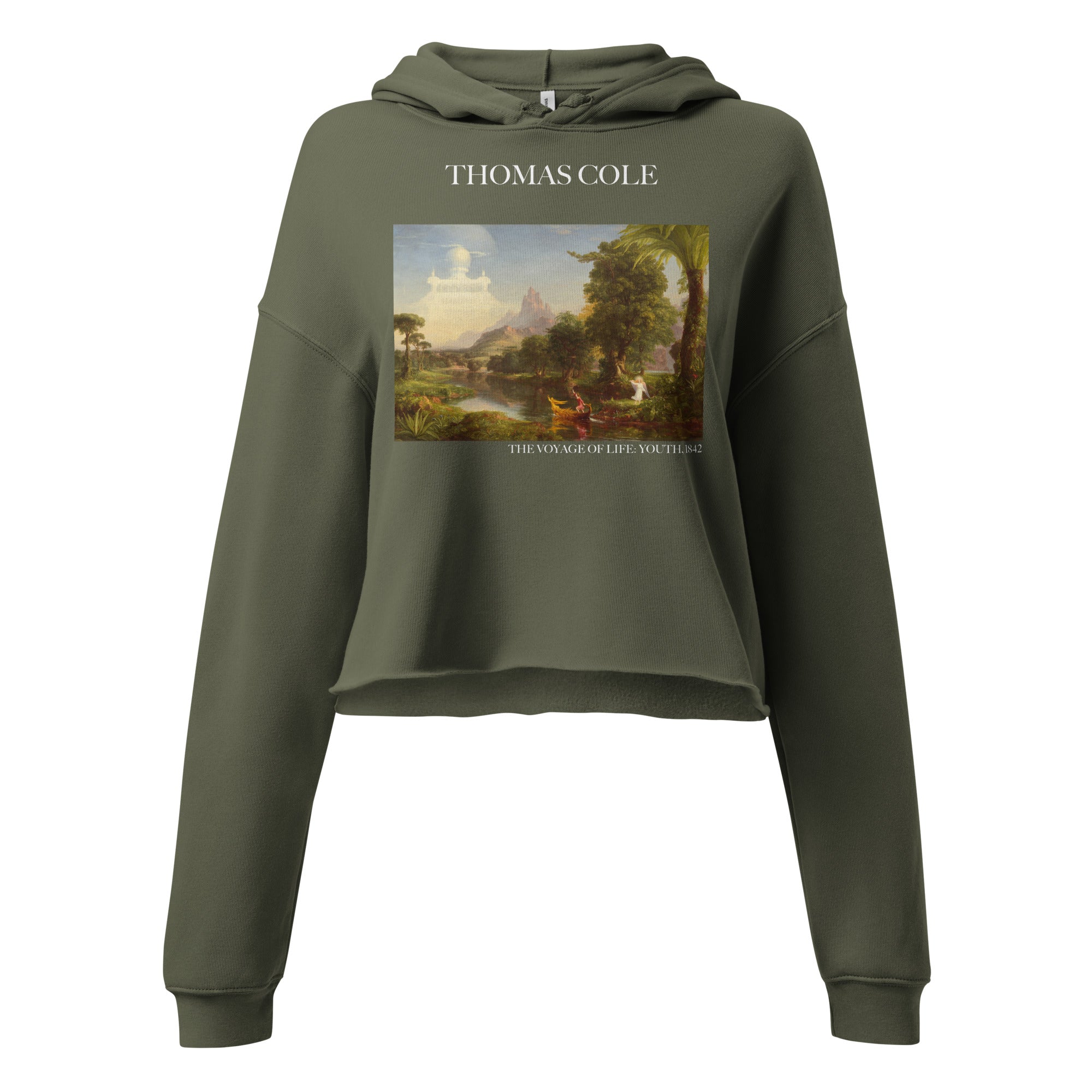 Kurzer Hoodie mit berühmtem Gemälde „Die Reise des Lebens: Jugend“ von Thomas Cole | Kurzer Hoodie mit Premium-Kunstmotiv