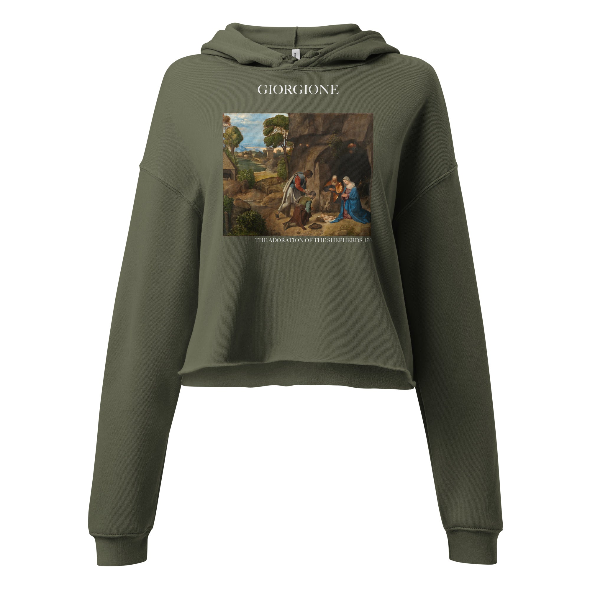 Kurzer Hoodie mit berühmtem Gemälde „Die Anbetung der Hirten“ von Giorgione | Kurzer Hoodie mit Premium-Kunstmotiv