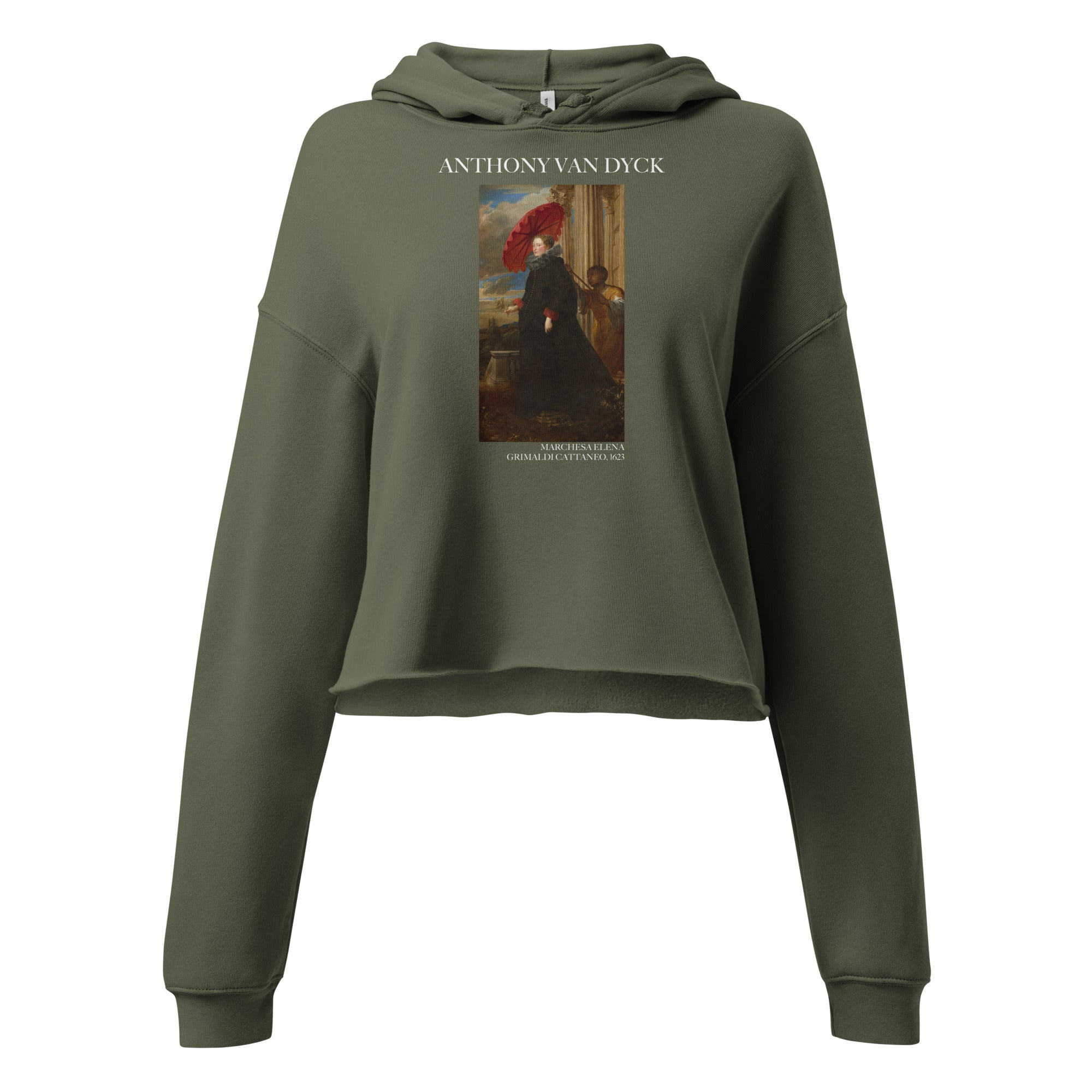 Sir Anthony van Dyck 'Marchesa Elena Grimaldi Cattaneo' Famous Painting Cropped Hoodie | Premium Art Cropped Hoodie