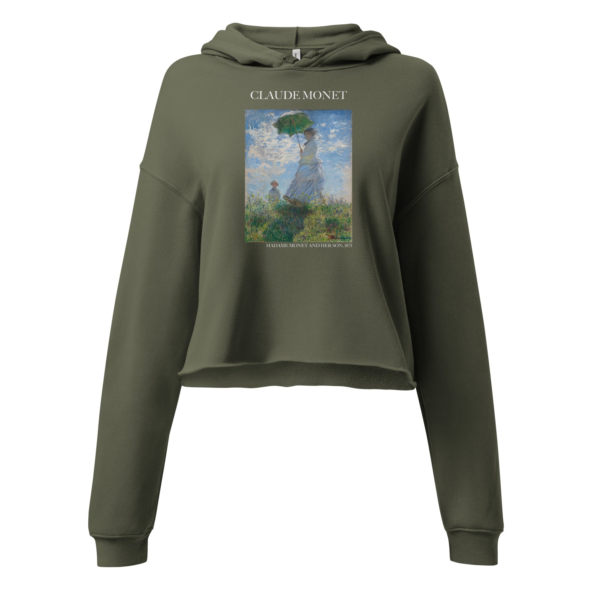 Claude Monet 'Madame Monet and Her Son' Famous Painting Cropped Hoodie | Premium Art Cropped Hoodie