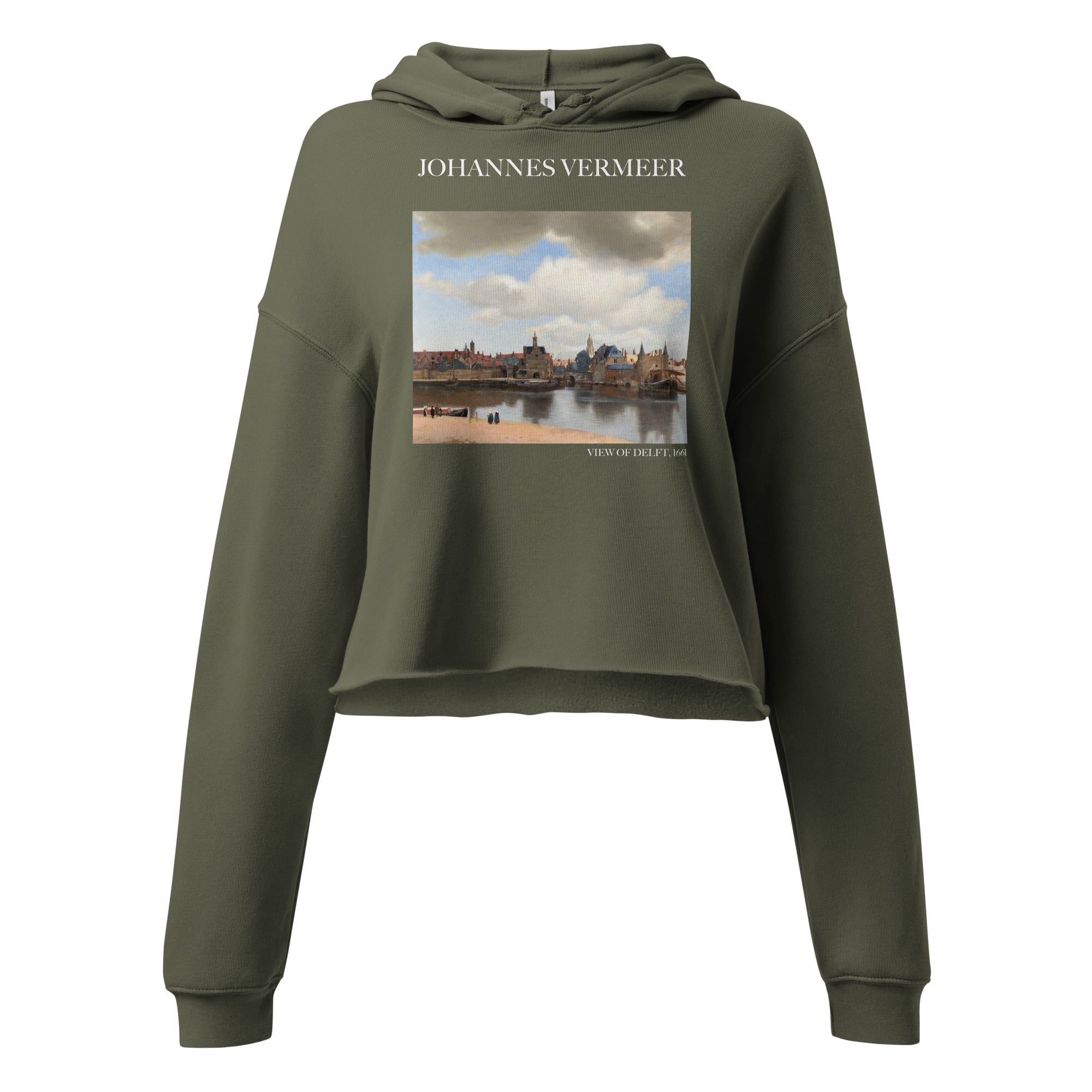 Johannes Vermeer 'View of Delft' Famous Painting Cropped Hoodie | Premium Art Cropped Hoodie