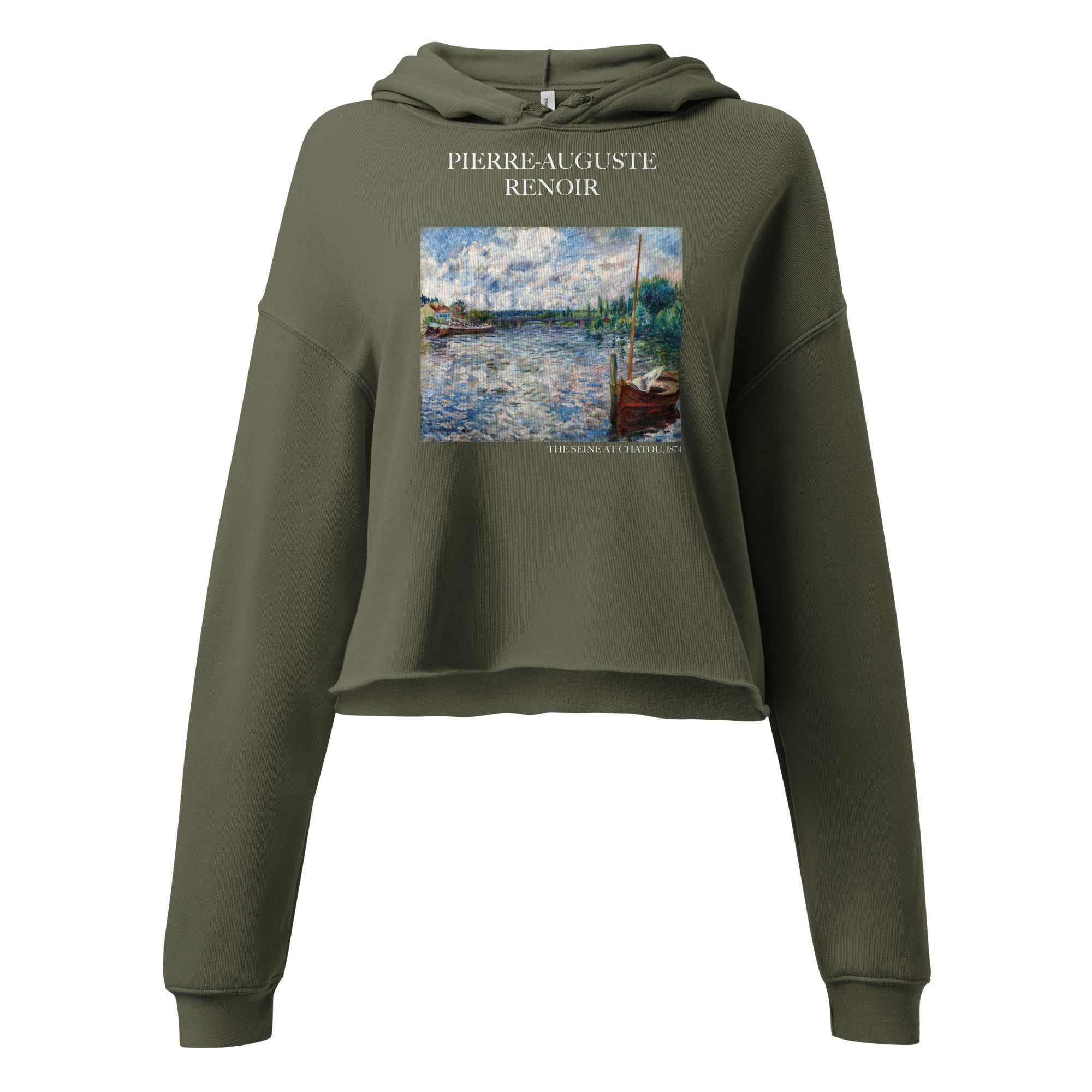 Pierre-Auguste Renoir 'The Seine at Chatou' Famous Painting Cropped Hoodie | Premium Art Cropped Hoodie