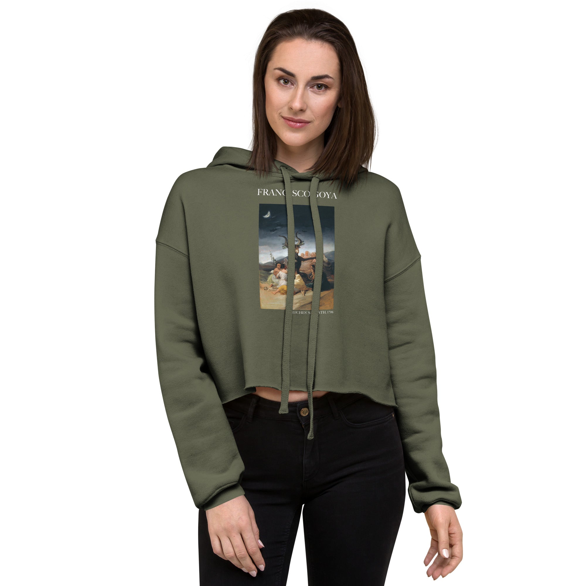 Francisco Goya 'Witches' Sabbath' Famous Painting Cropped Hoodie | Premium Art Cropped Hoodie