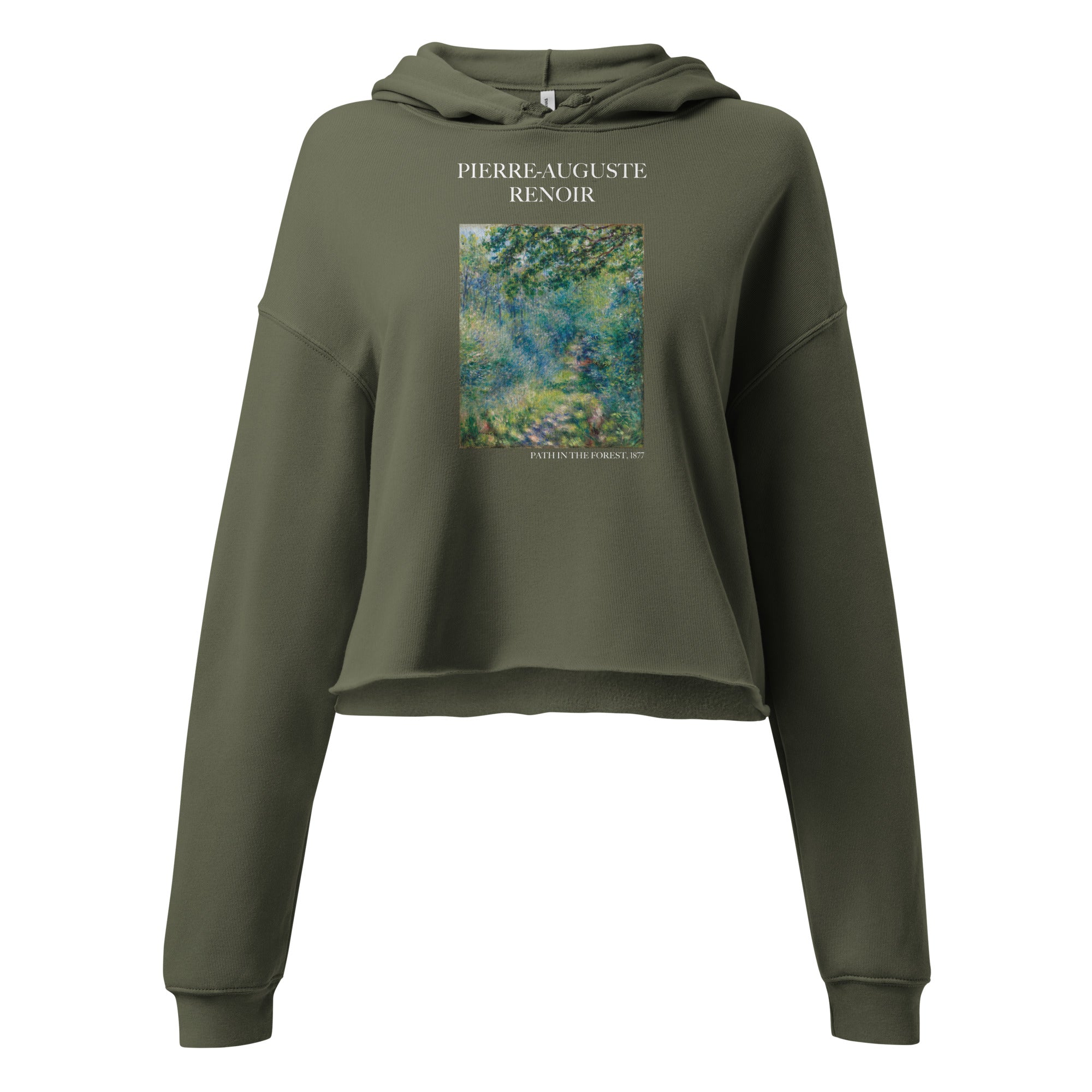 Pierre-Auguste Renoir 'Path in the Forest' Famous Painting Cropped Hoodie | Premium Art Cropped Hoodie