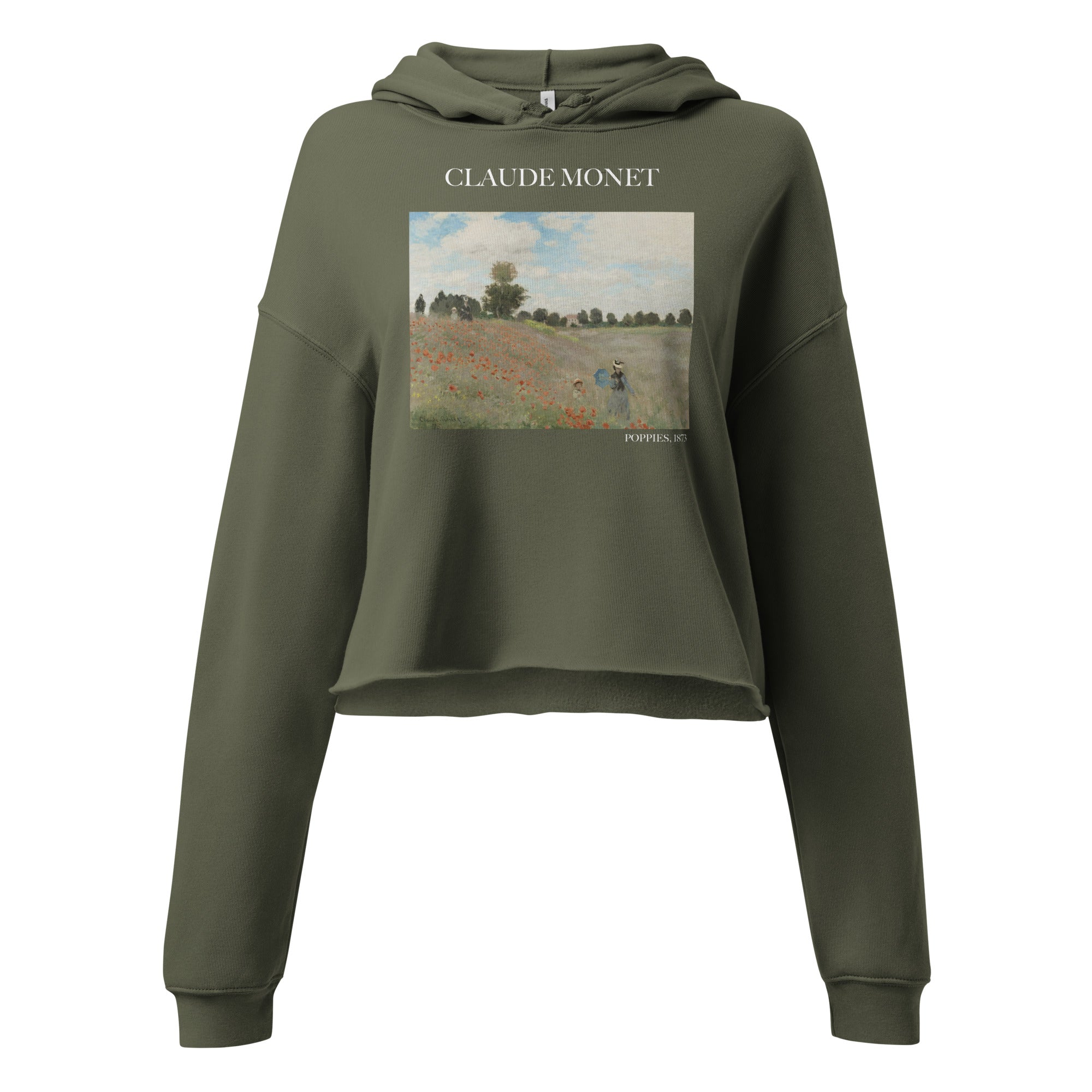 Claude Monet 'Poppies' Famous Painting Cropped Hoodie | Premium Art Cropped Hoodie