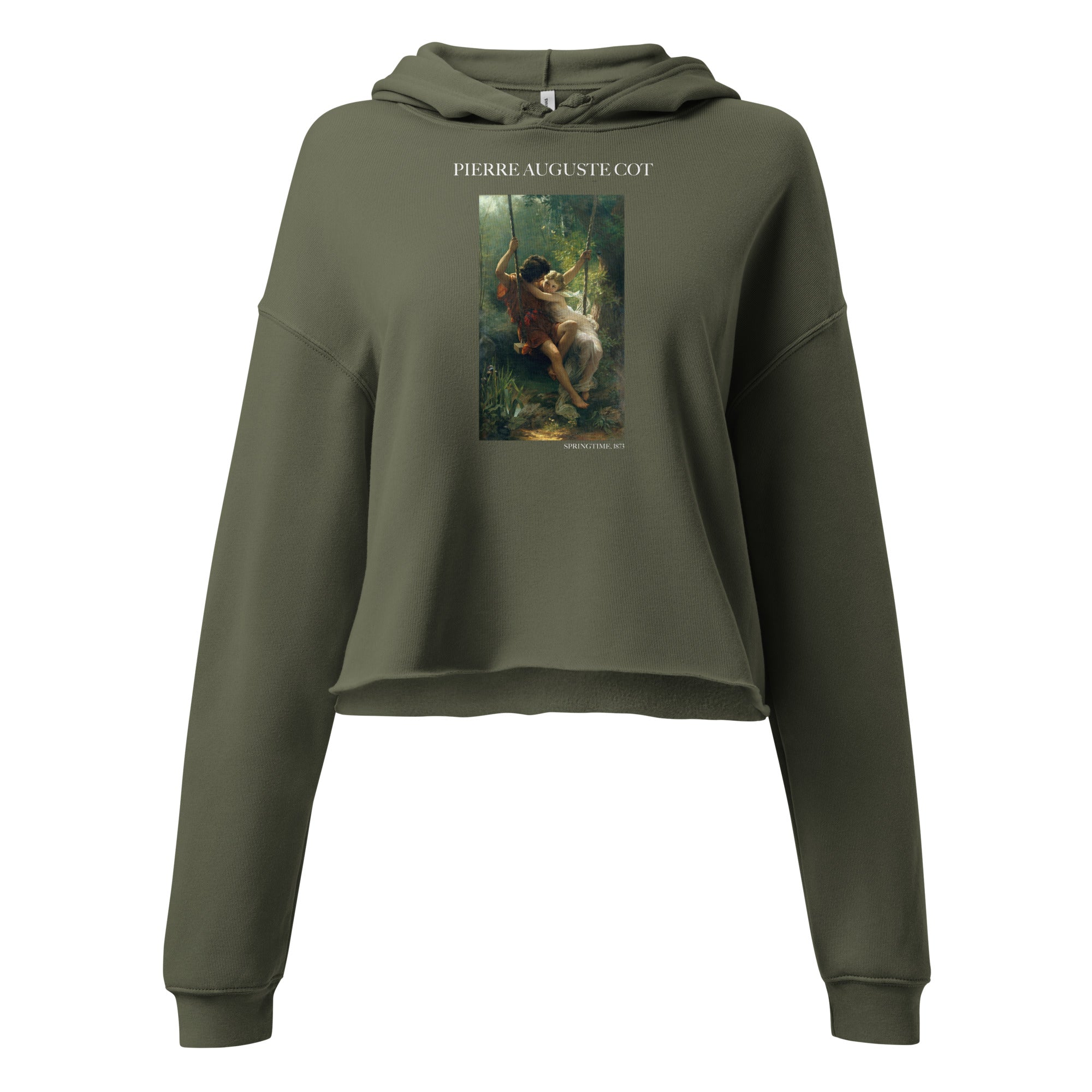 Pierre Auguste Cot 'Springtime' Famous Painting Cropped Hoodie | Premium Art Cropped Hoodie