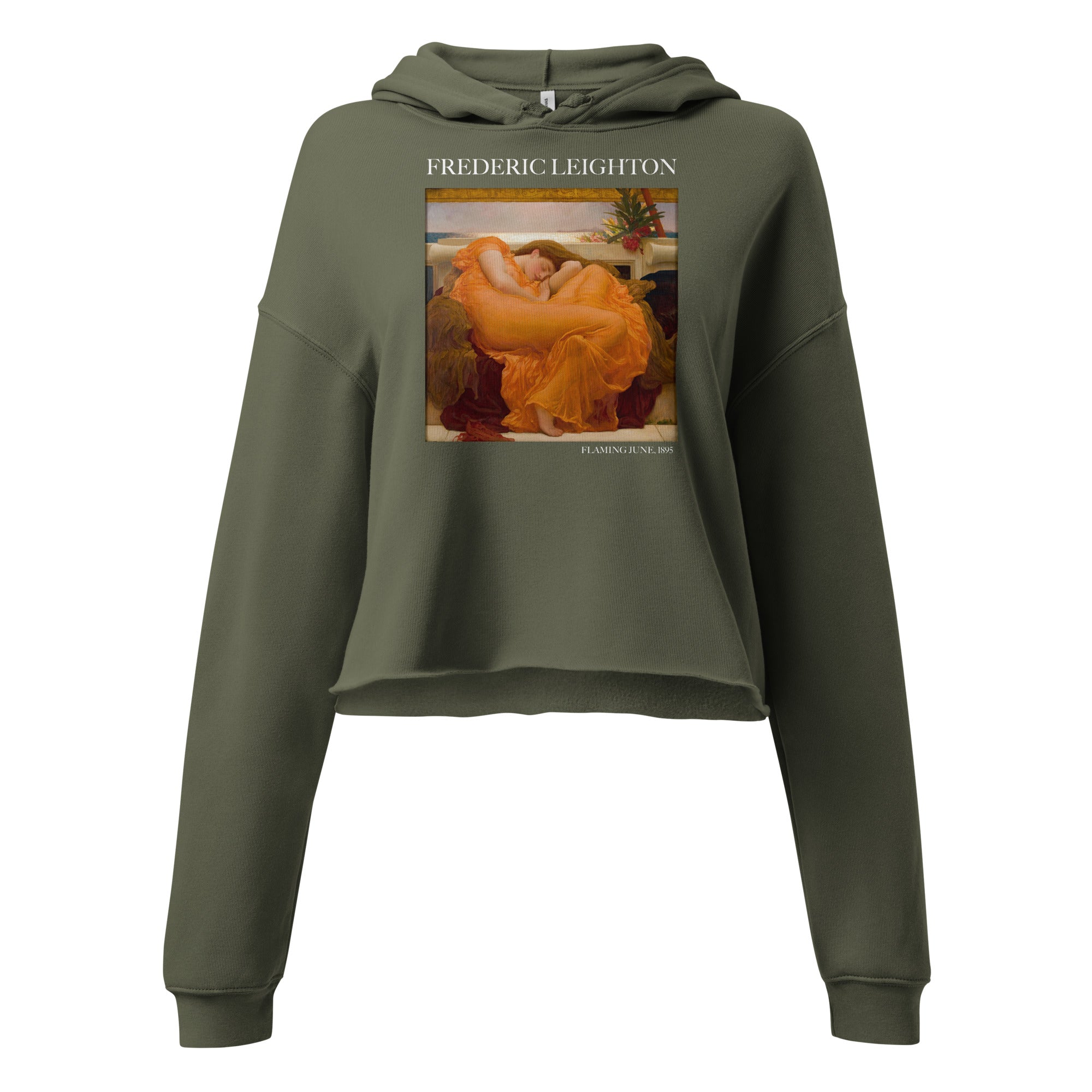 Frederic Leighton 'Flaming June' Famous Painting Cropped Hoodie | Premium Art Cropped Hoodie