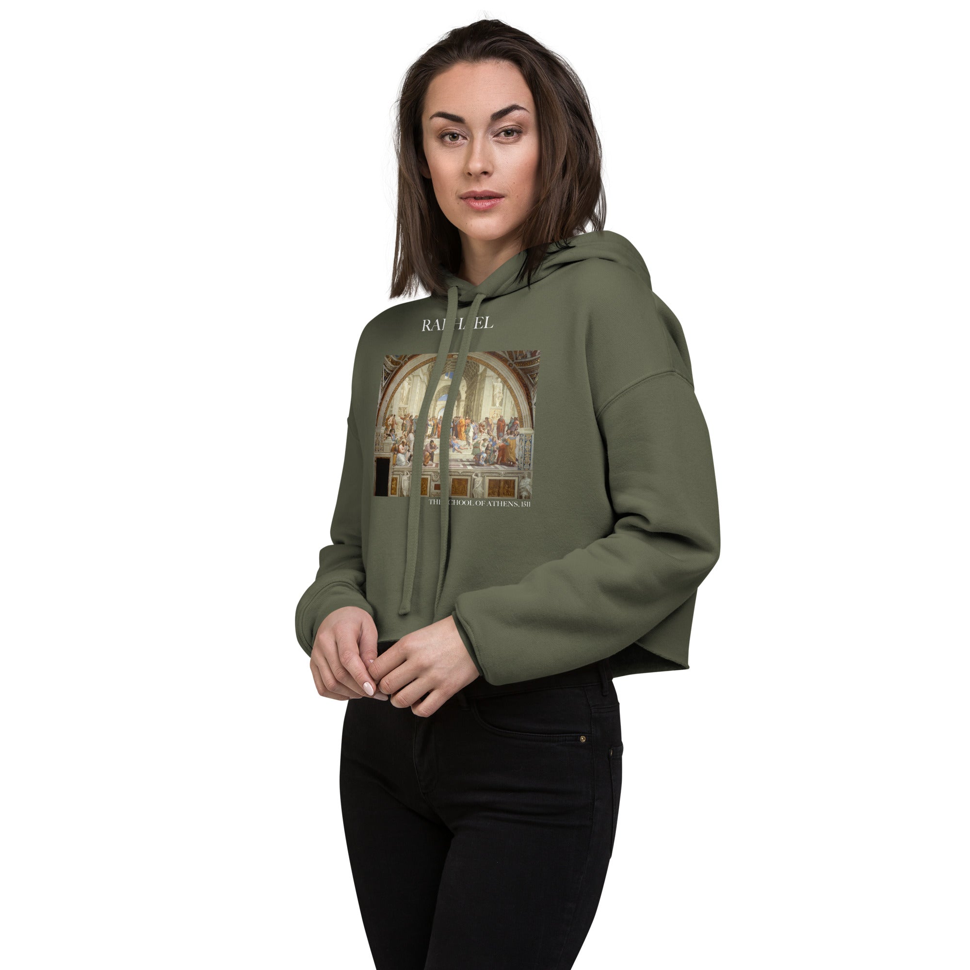 Kurzer Hoodie mit berühmtem Gemälde „Die Schule von Athen“ von Raphael | Kurzer Hoodie mit Premium-Kunstmotiv