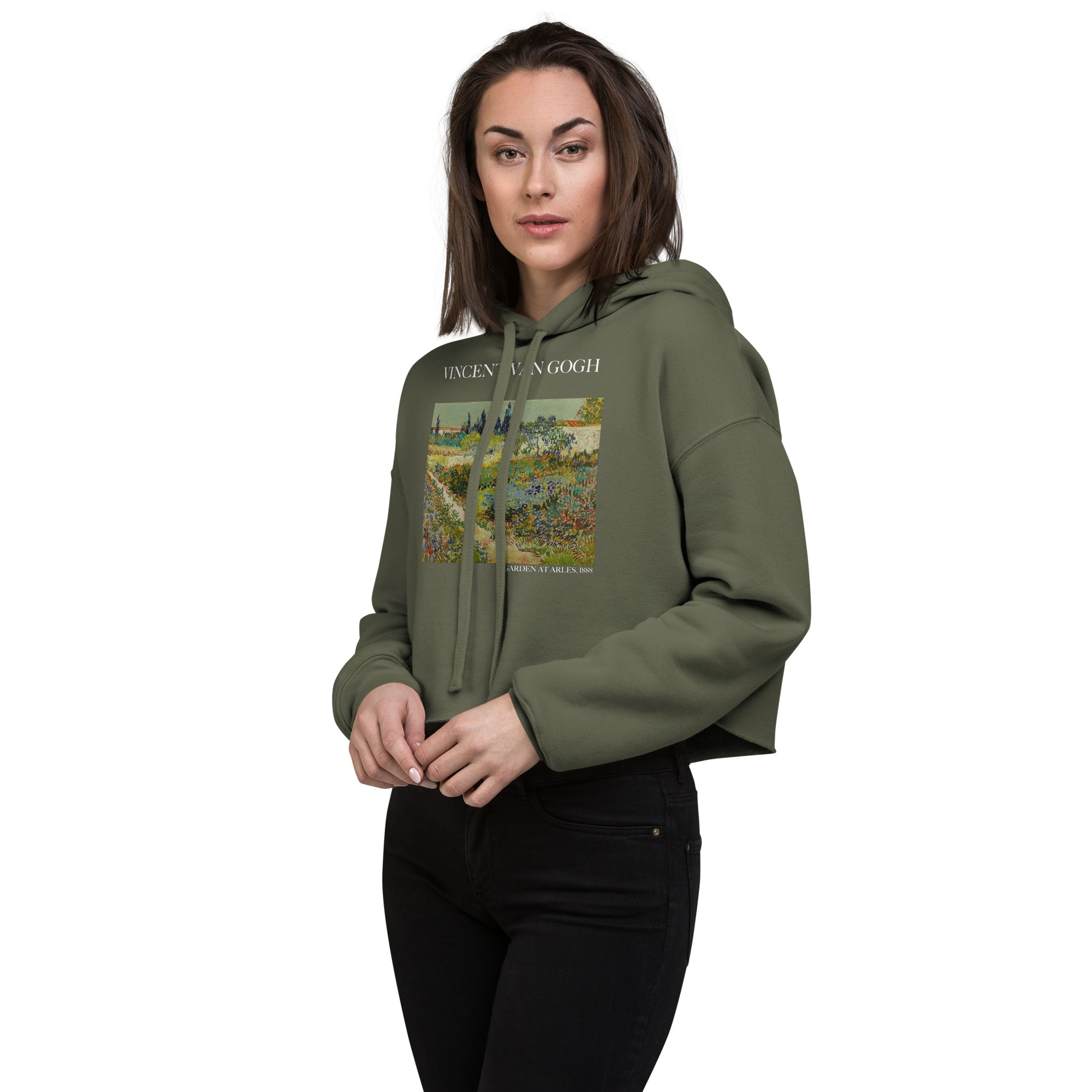 Vincent van Gogh 'Garden at Arles' Famous Painting Cropped Hoodie | Premium Art Cropped Hoodie