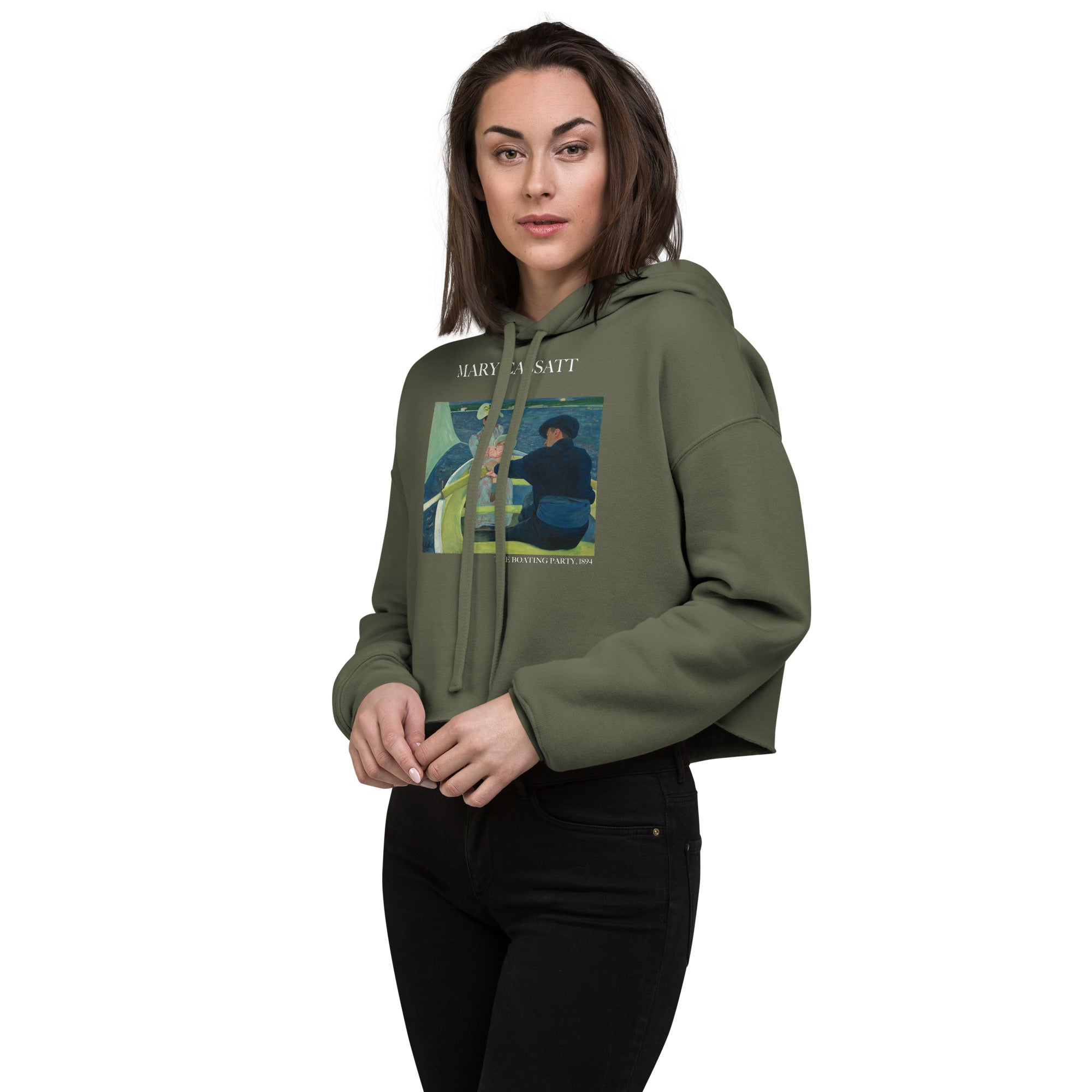 Mary Cassatt 'The Boating Party' Famous Painting Cropped Hoodie | Premium Art Cropped Hoodie