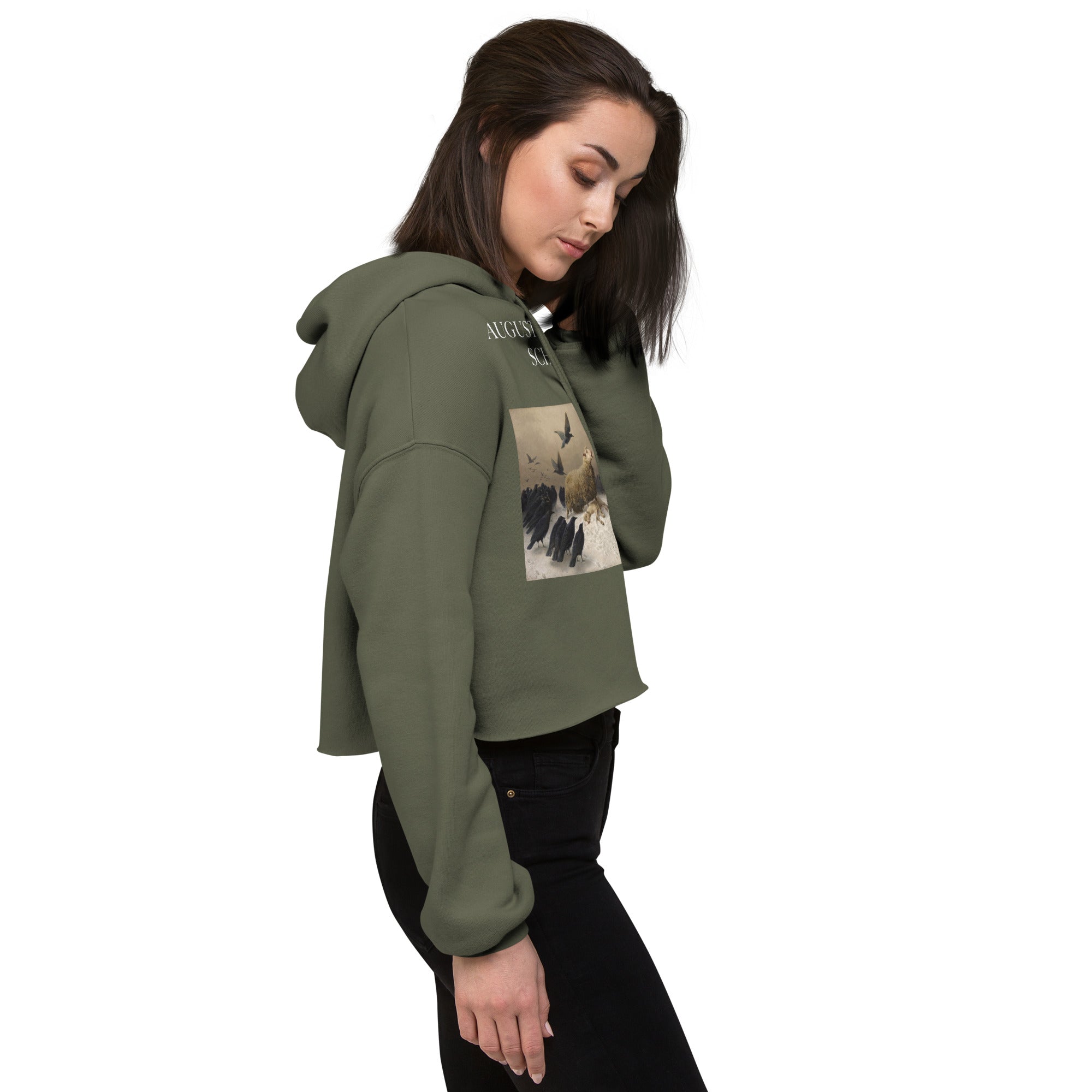 August Friedrich Schenck 'Anguish' Famous Painting Cropped Hoodie | Premium Art Cropped Hoodie