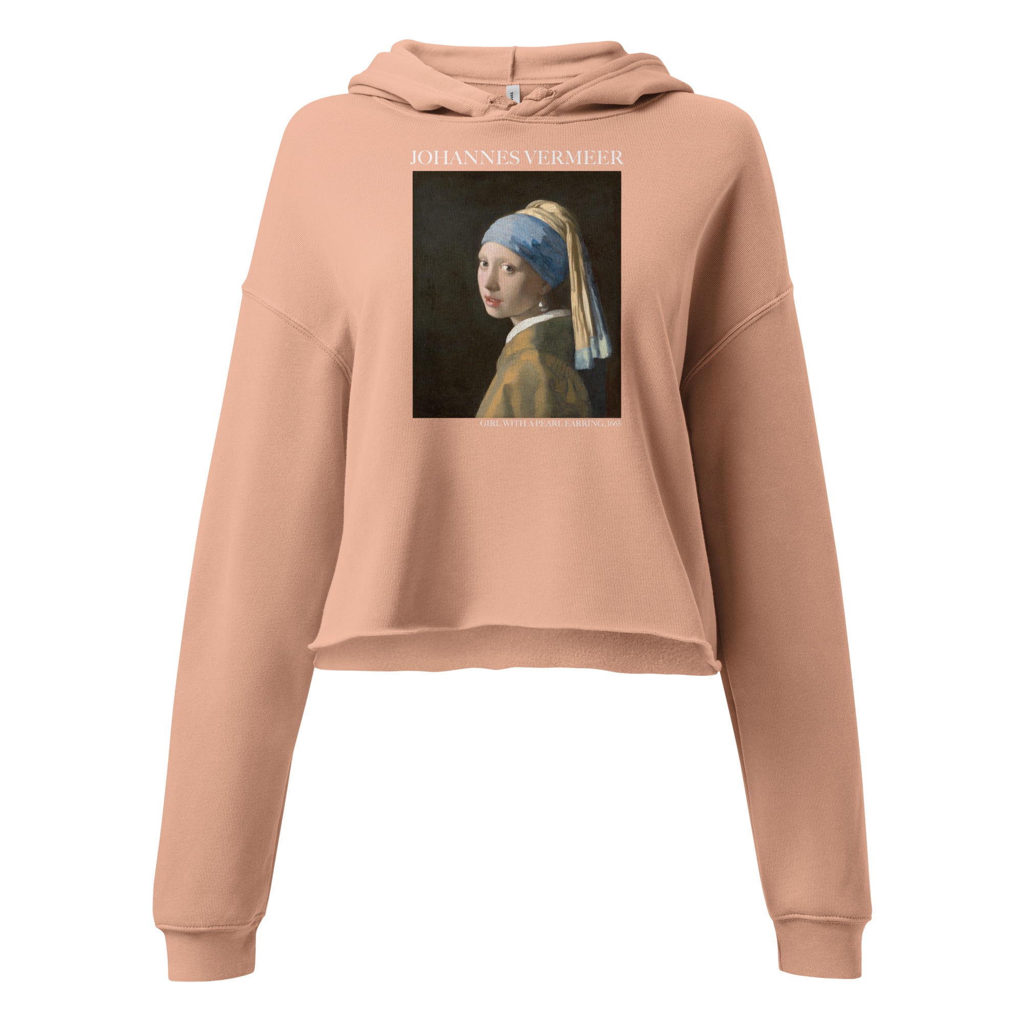 Johannes Vermeer 'Girl with a Pearl Earring' Famous Painting Cropped Hoodie | Premium Art Cropped Hoodie