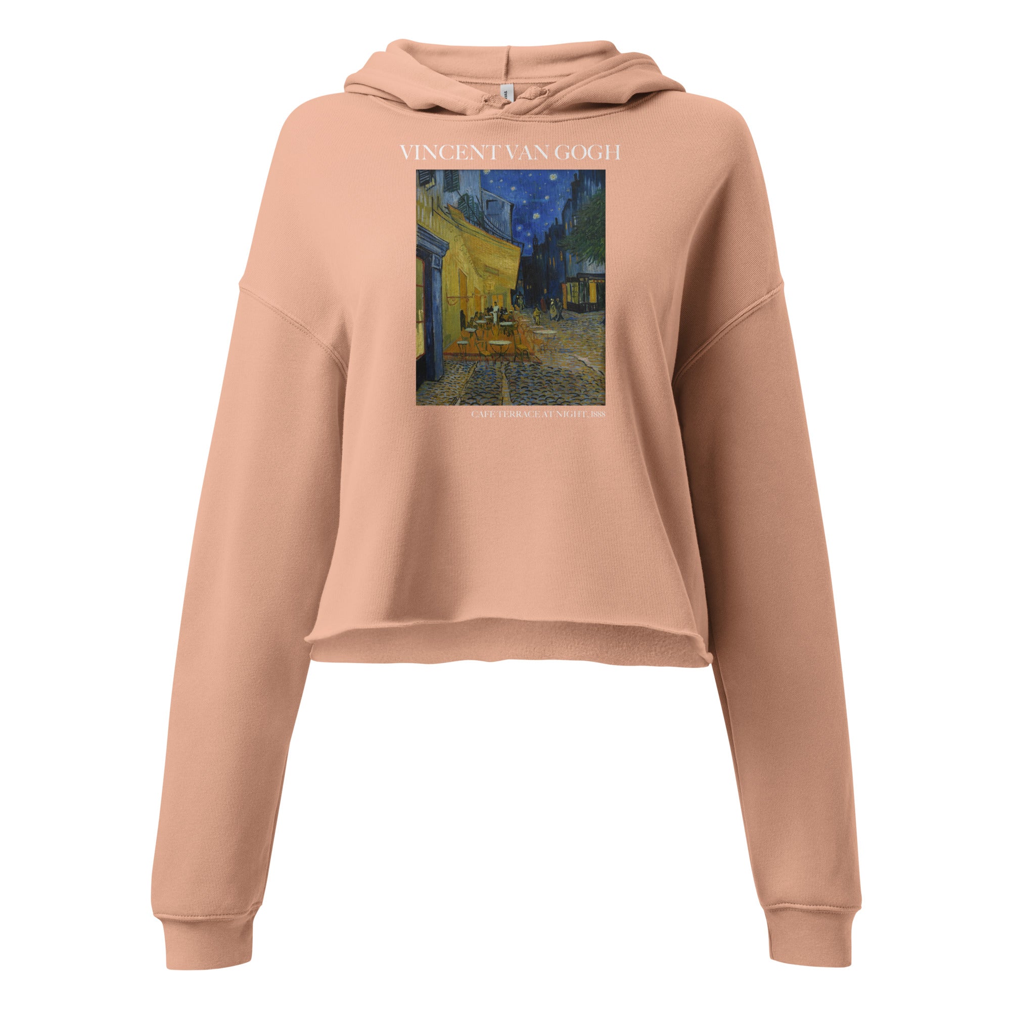 Vincent van Gogh 'Café Terrace at Night' Famous Painting Cropped Hoodie | Premium Art Cropped Hoodie