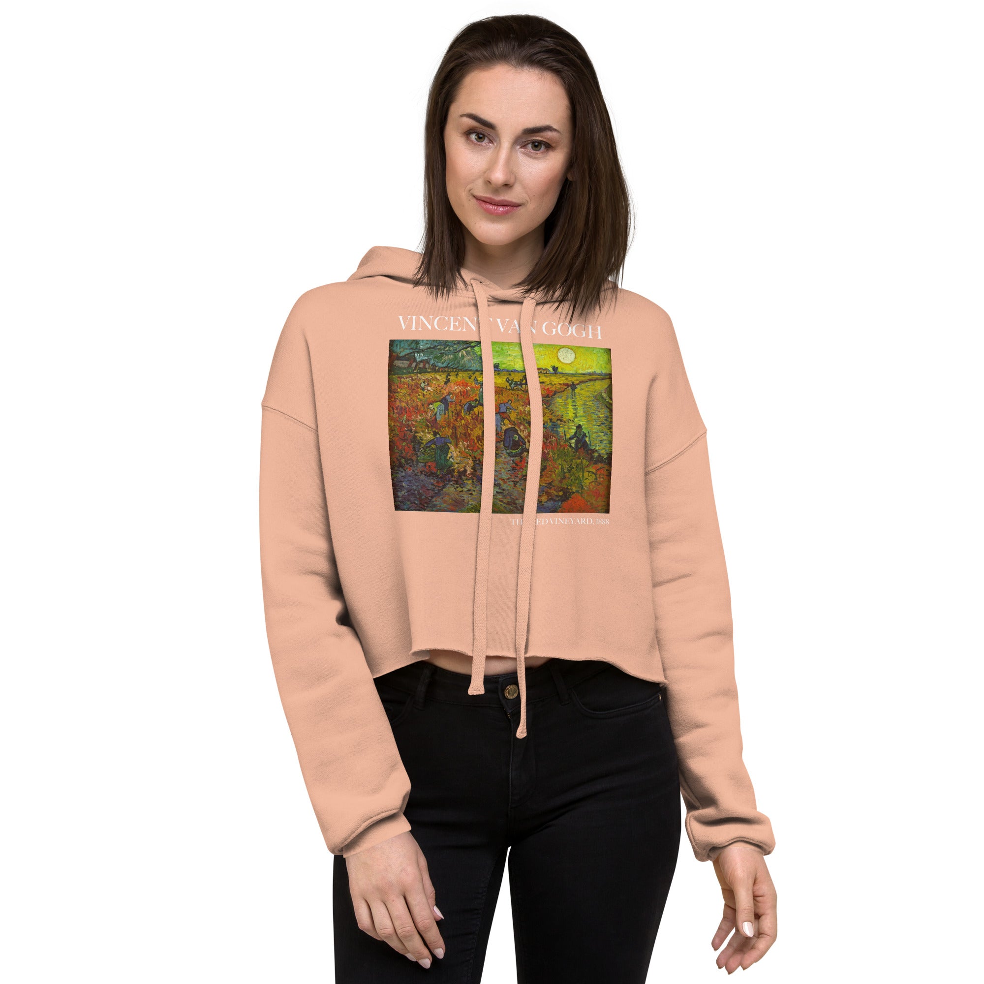 Vincent van Gogh 'The Red Vineyard' Famous Painting Cropped Hoodie | Premium Art Cropped Hoodie