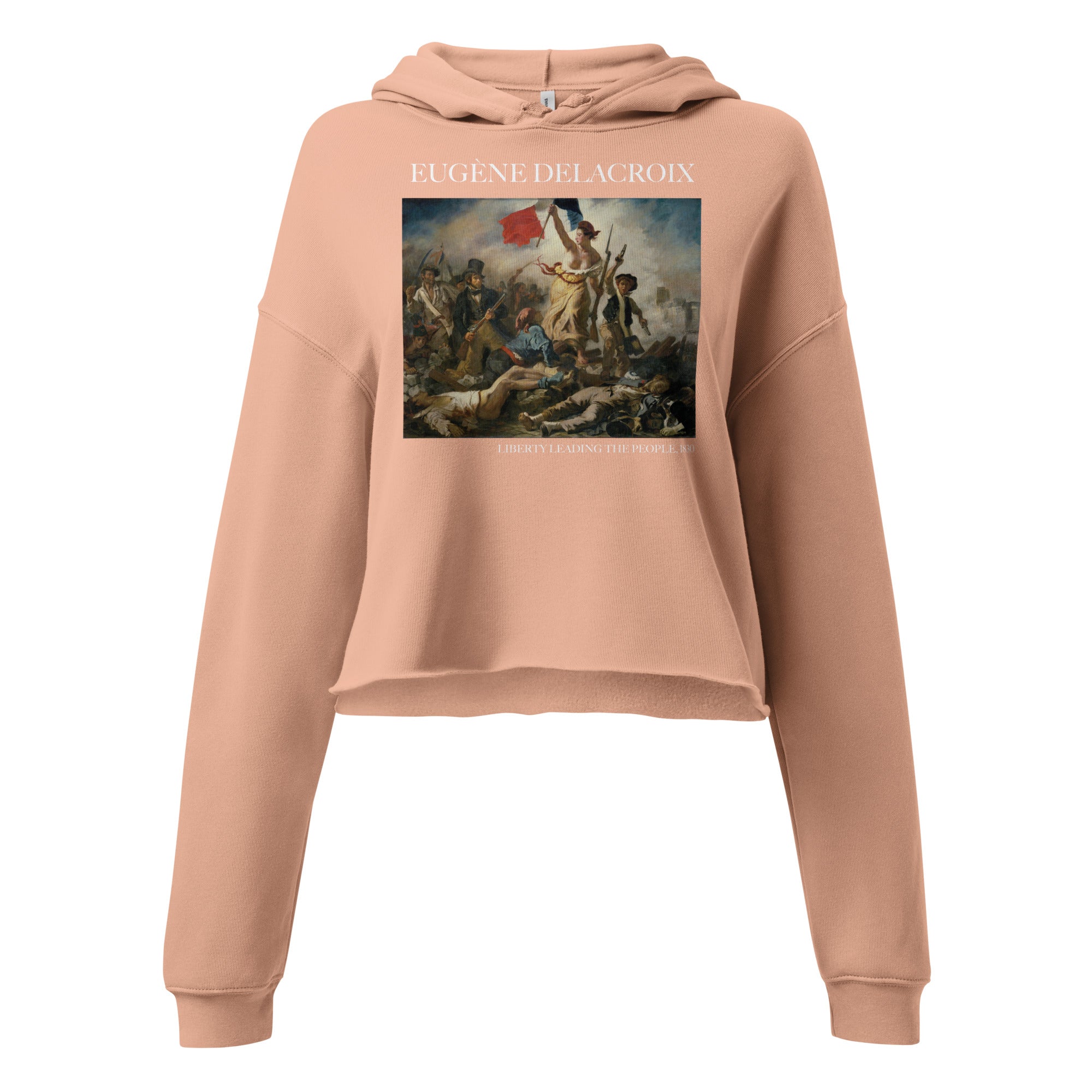 Eugène Delacroix 'Liberty Leading the People' Famous Painting Cropped Hoodie | Premium Art Cropped Hoodie