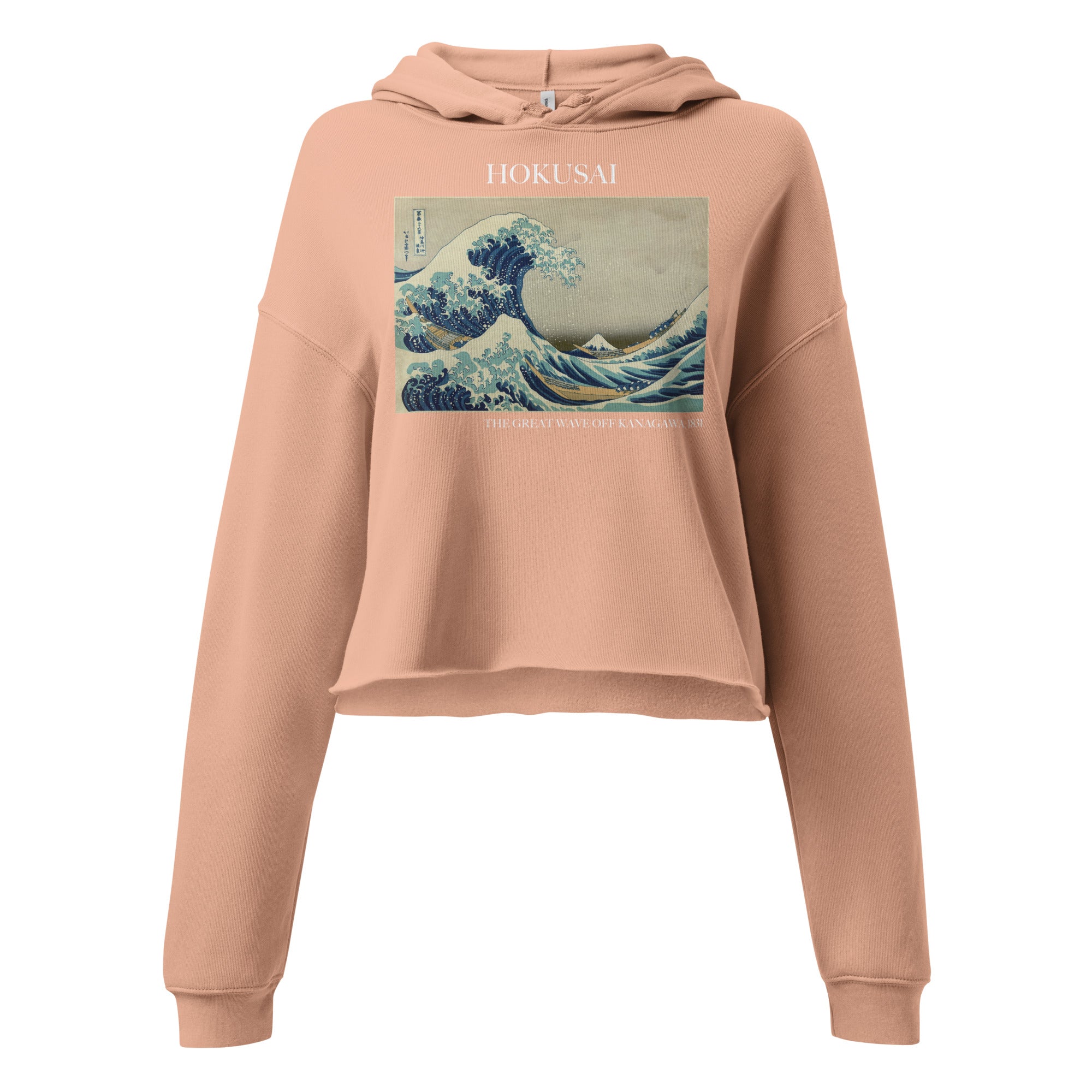 Kurzer Hoodie „Die große Welle vor Kanagawa“ von Hokusai, berühmtes Gemälde | Kurzer Hoodie mit Premium-Kunstmotiv