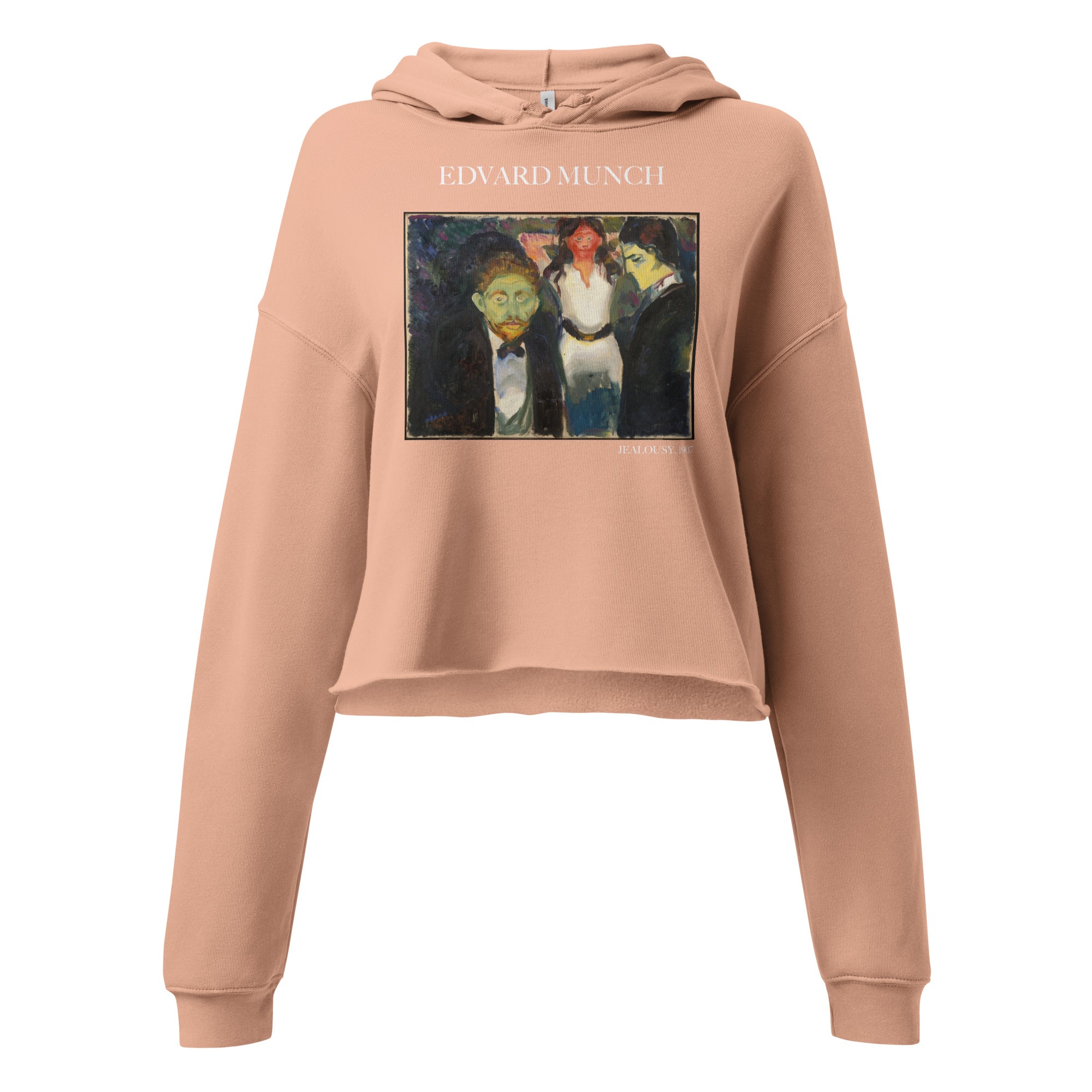 Edvard Munch 'Jealousy' Famous Painting Cropped Hoodie | Premium Art Cropped Hoodie