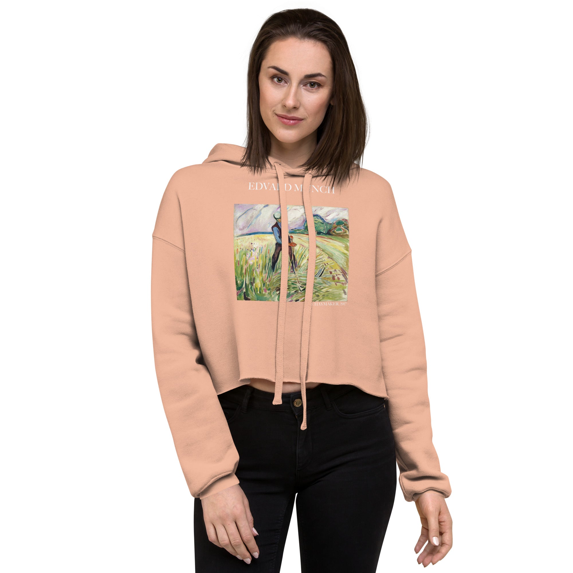 Edvard Munch 'The Haymaker' Famous Painting Cropped Hoodie | Premium Art Cropped Hoodie