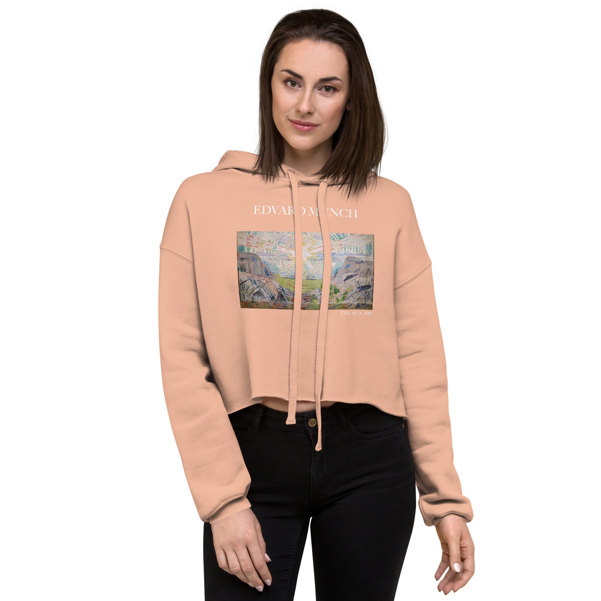 Edvard Munch 'The Sun' Famous Painting Cropped Hoodie | Premium Art Cropped Hoodie