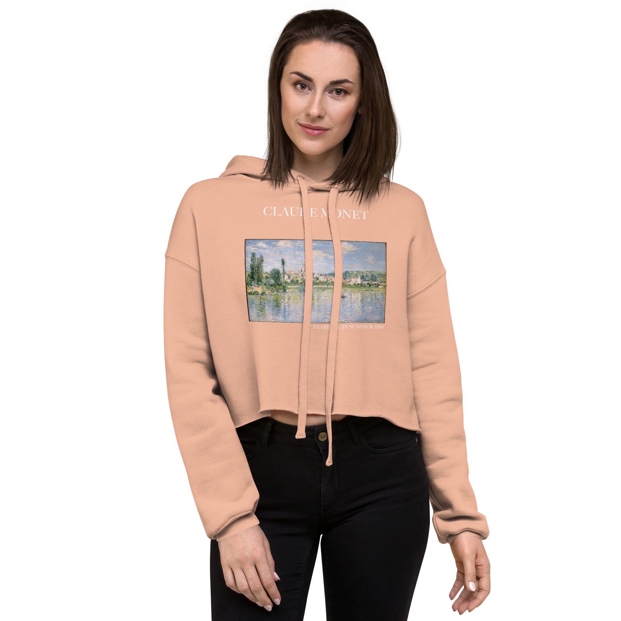 Claude Monet 'Vetheuil in Summer' Famous Painting Cropped Hoodie | Premium Art Cropped Hoodie