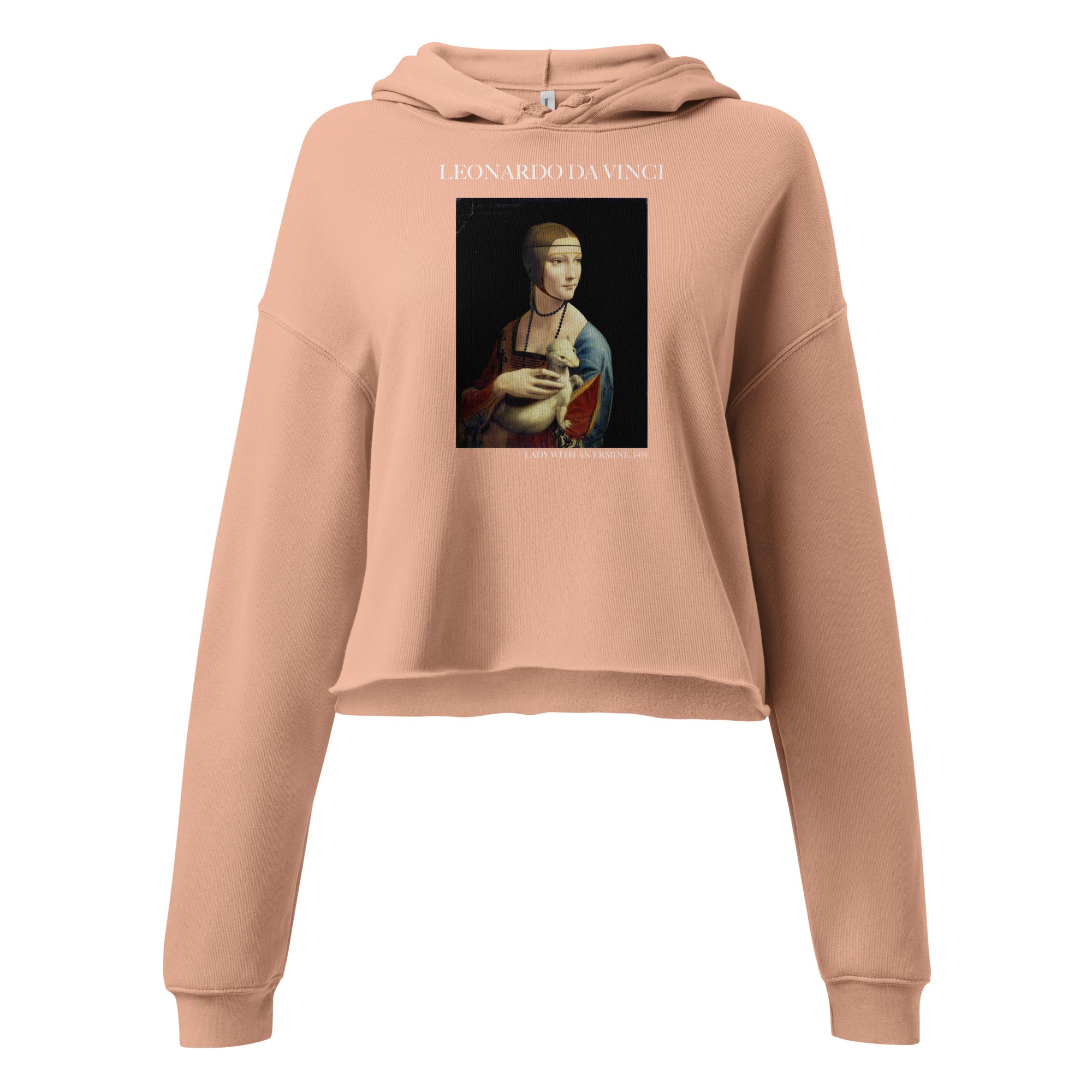 Leonardo da Vinci 'Lady with an Ermine' Famous Painting Cropped Hoodie | Premium Art Cropped Hoodie